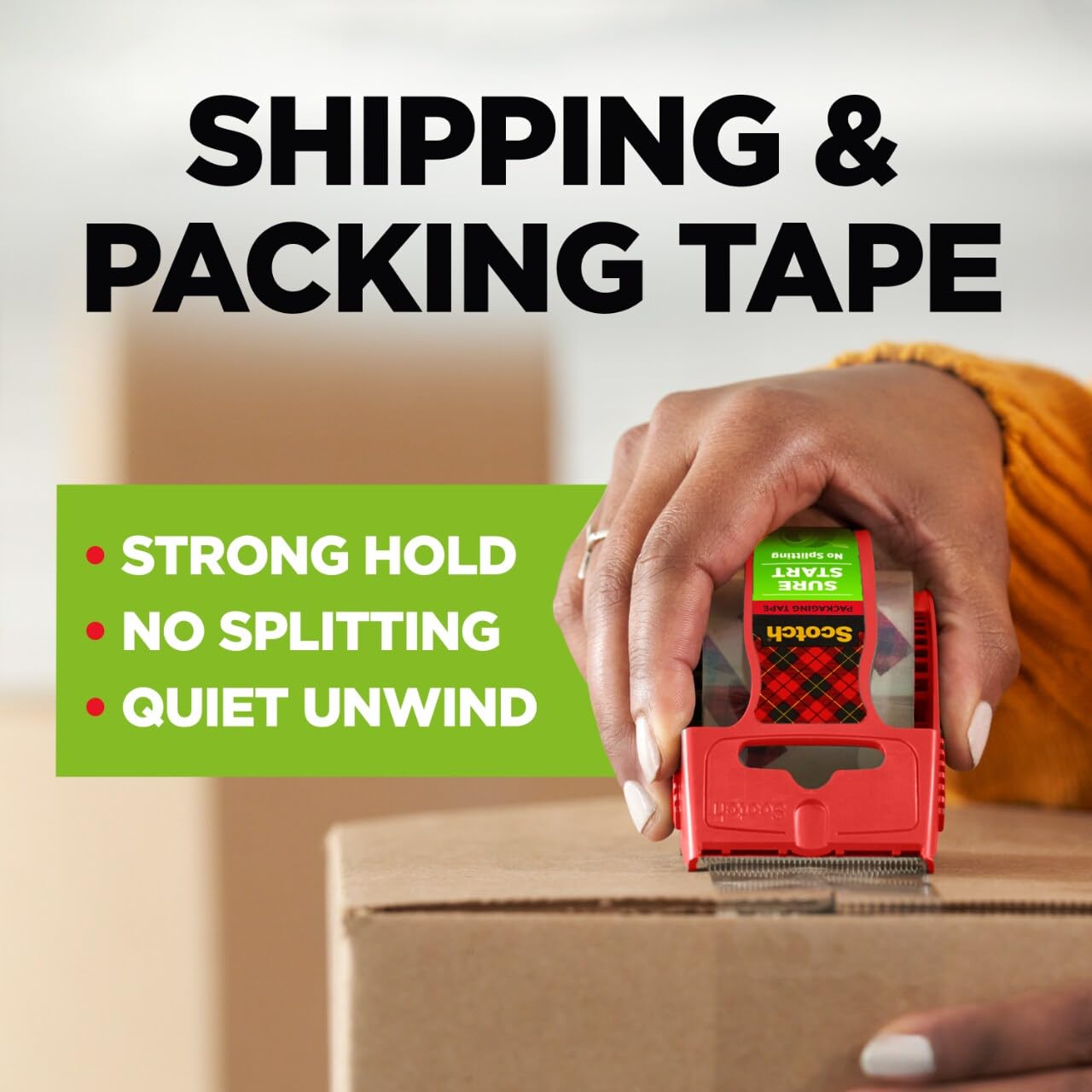 Scotch DP-1000RF63PK Sure Start Packing Tape,1.88 in. x 25 yd., 1.5" Core (Pack of 3, 18 Total Rolls, Transparent)