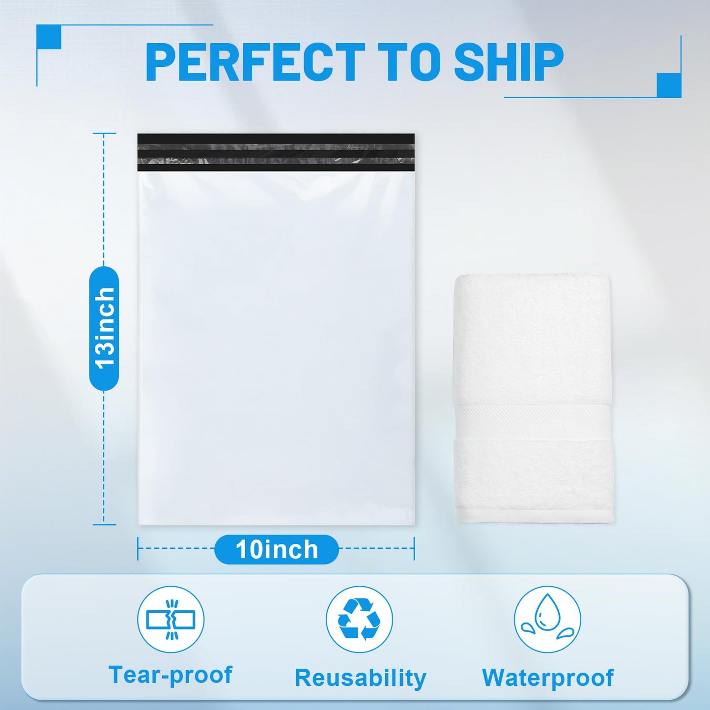 LINSIRON 600 Pcs Poly Mailers Shipping Bags 10x13 Inch Packaging Clothes Polymailers Envelopes Mailing Package Self Seal Shipping Envelopes Waterproof Poly Bags Small Business Supplies Package White
