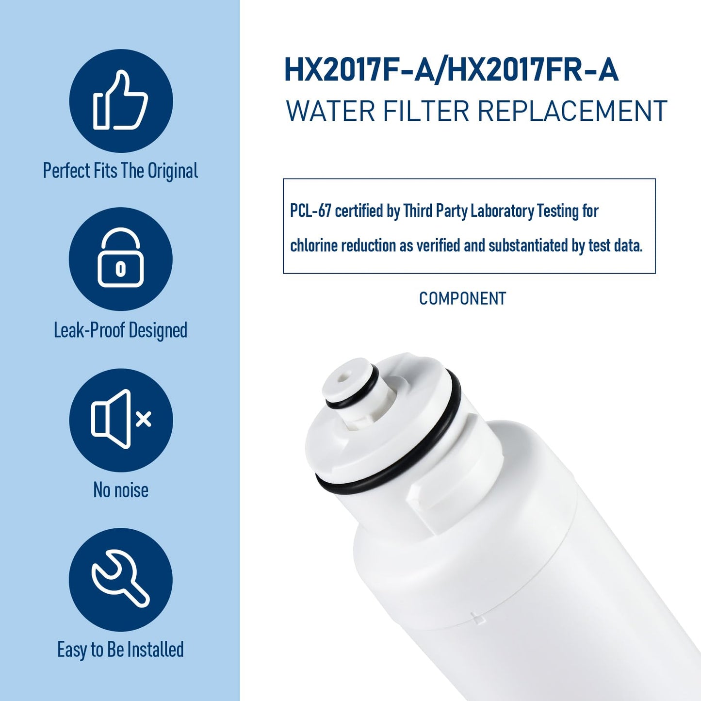 PERCOLA HX2017FR-A Water Filter, Compatible with Hisense HX2017F-A, HRF266N6CSE1, HRF266N6CSE, HRF209N6CSE, HRF254N6TSE, HRF254N6DSE, HRF210N6CBE, Mora MRF211N6CSE, MRF266N6CSE, 2 Pack