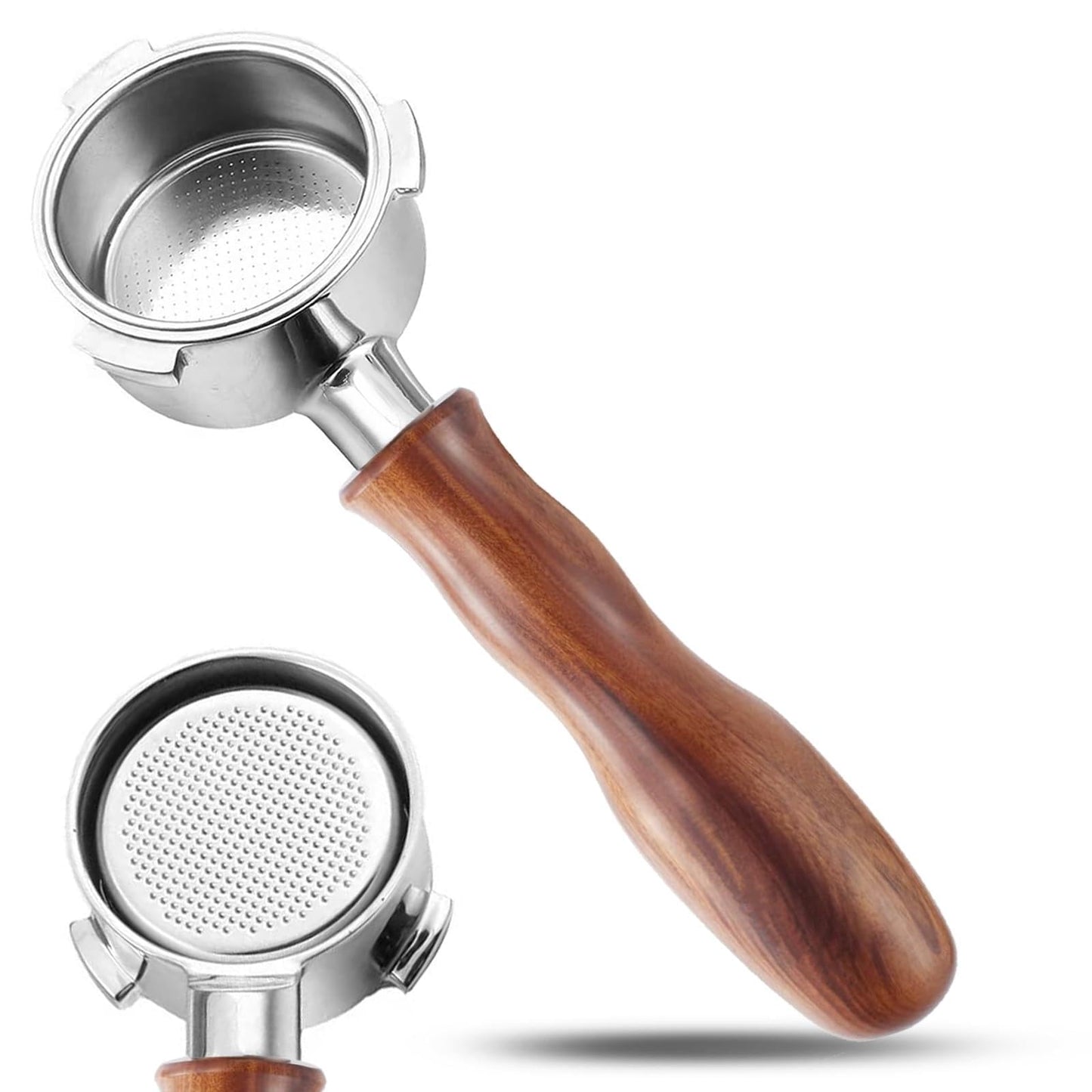 WhaleSiper 54mm Bottomless Portafilter with Puck Screen, Compatible with Breville BES870/880 & Solis etc., 3-Ear Stainless Head