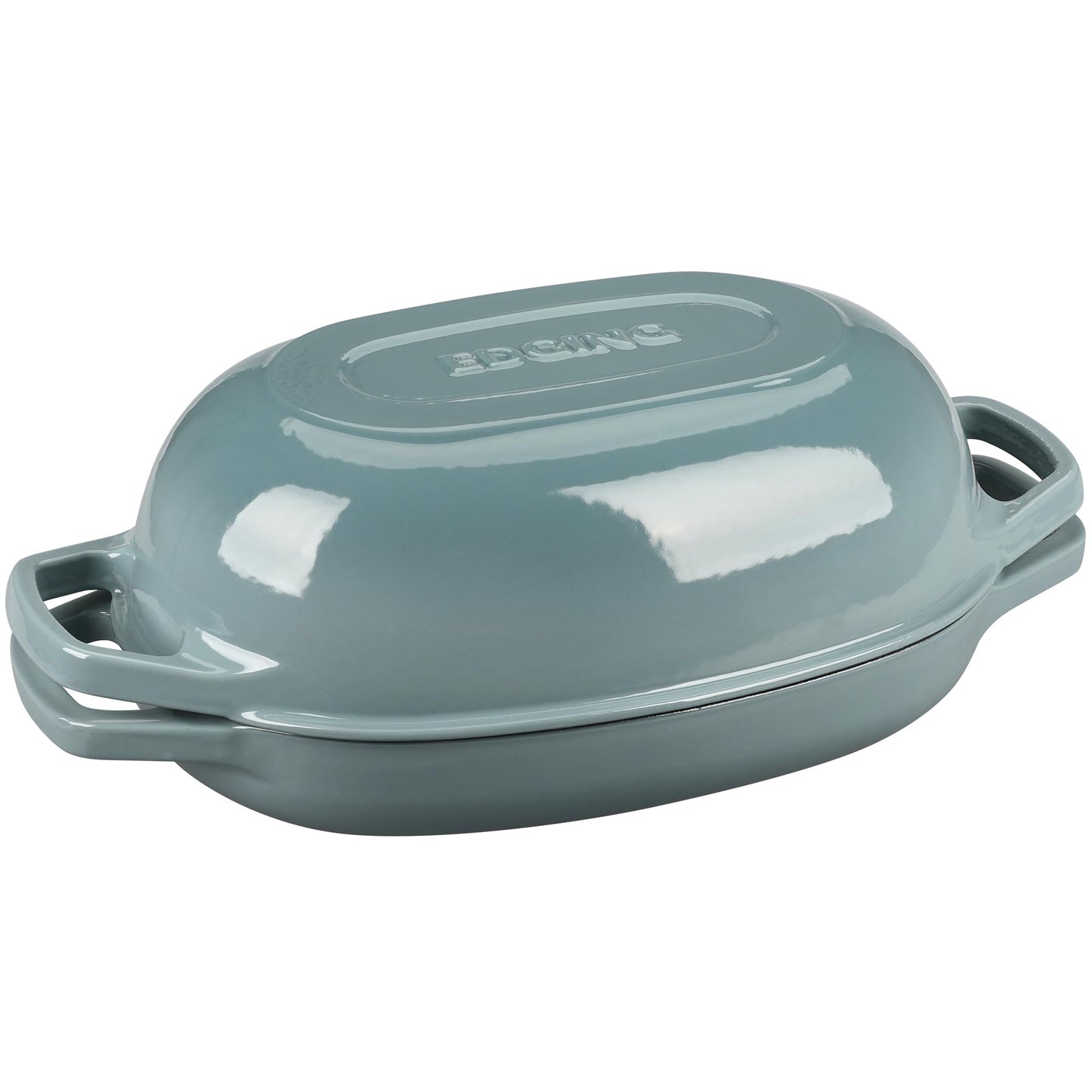 EDGING CASTING Enameled Cast Iron Oval Dutch Oven Pot with Lid, Dutch Oven for Sourdough Bread Baking, Bread Oven, Bread Dutch Oven, Oval Bread Pan, 5qt, Seasalt