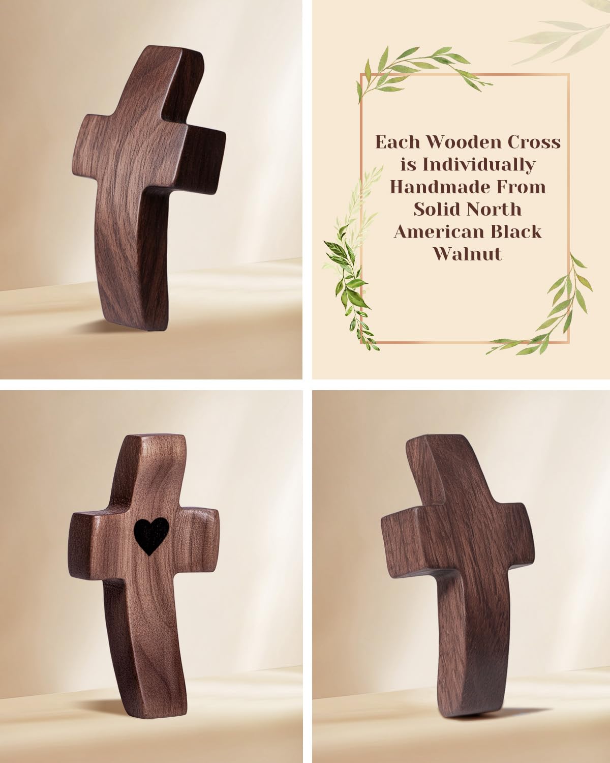 30-Pack Wooden Cross Fidget, Handmade Pocket Wood Crosses, Cross My Heart | Encouragement Gift, Relieve Anxiety for Yourself, Inspirational Easter Gift for Christian Faith, Prayer, Father Day Gifts
