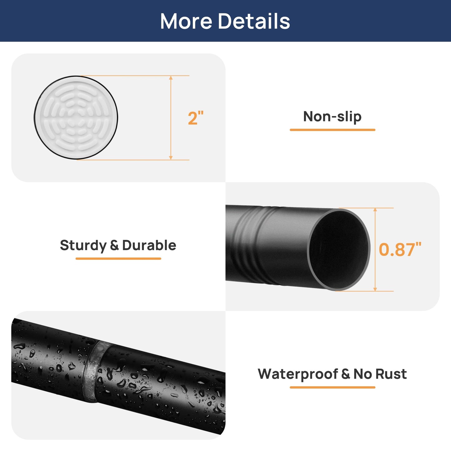 ENJOYBASICS 2 Pack Adjustable Spring Tension Curtain Rods 32 to 66 Inches, Stainless Steel Matte Black Shower Rod No Drilling for Window, Bathroom, Closet, Room Divider, 7/8" Diameter