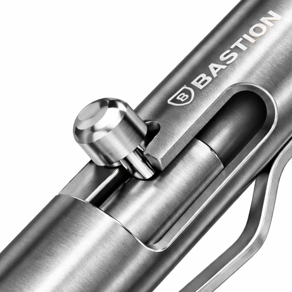 BASTION Bolt Action Pen - Titanium Silver - HyperBolt & ZeroSeam EDC Pen, Premium Metal Writing Pen, Smooth Ink, Durable Pocket Pen, Refillable Executive Gift