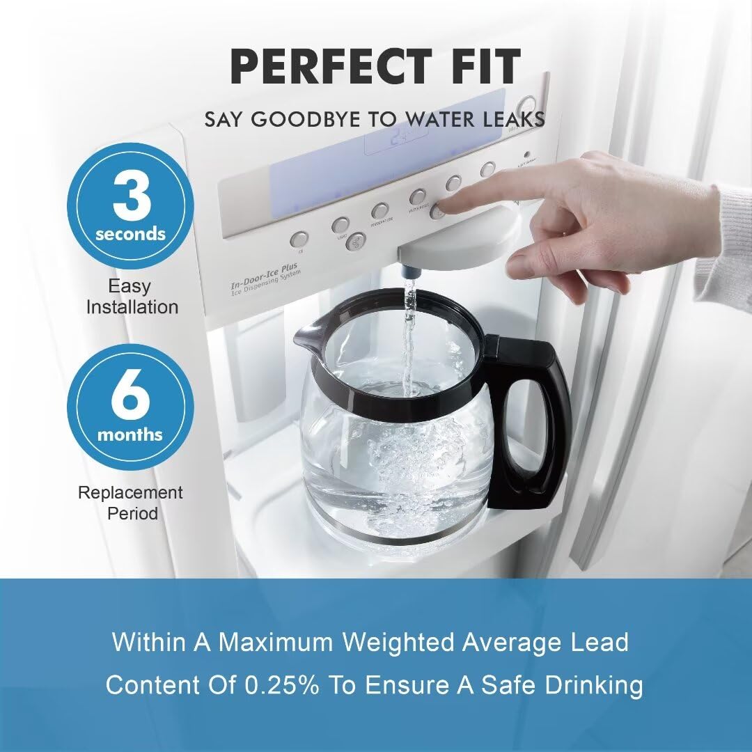 WF3CB Refrigerator Water Filter, Replacement for Pure Source 3, 706465, 242086201, 242086203, 242294501, 242069601, AP4567491, WF425, 3 Pack (Height 9 inches)