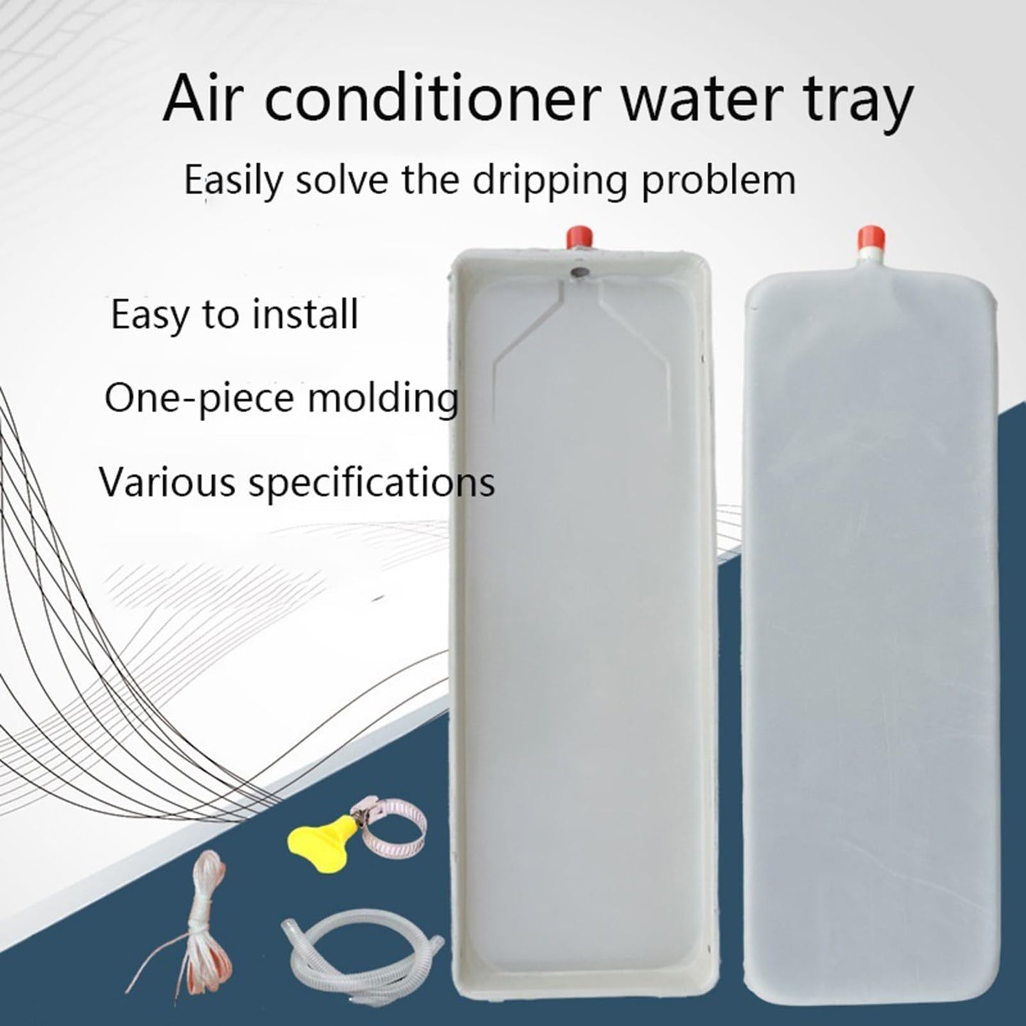 Altovexis Air Conditioner Drip Pan with Flexible Hose Portable Ac Condensate Water Catcher HVAC Collection and Drainage Solution Kit, for Indoor Outdoor Window, Universal Drain Pan 27.9x9.4 in