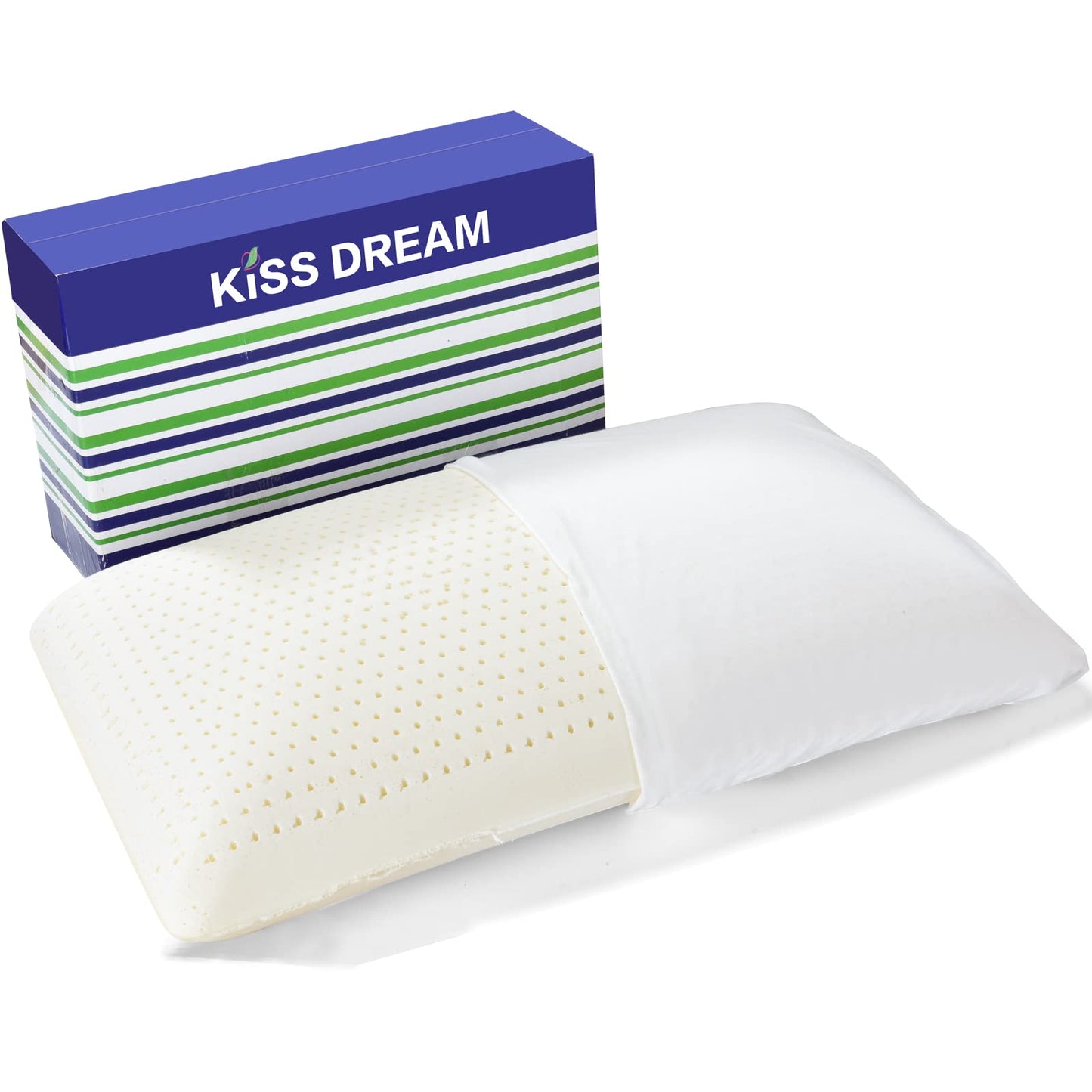 Talalay Latex Pillow, Soft Natural Latex Foam Pillow for Sleeping, Bed Pillow for Back, Side and Stomach Sleeperswith Removable Cotton Cover, Helps Relieve Shoulder and Neck Pain (Queen (Soft))