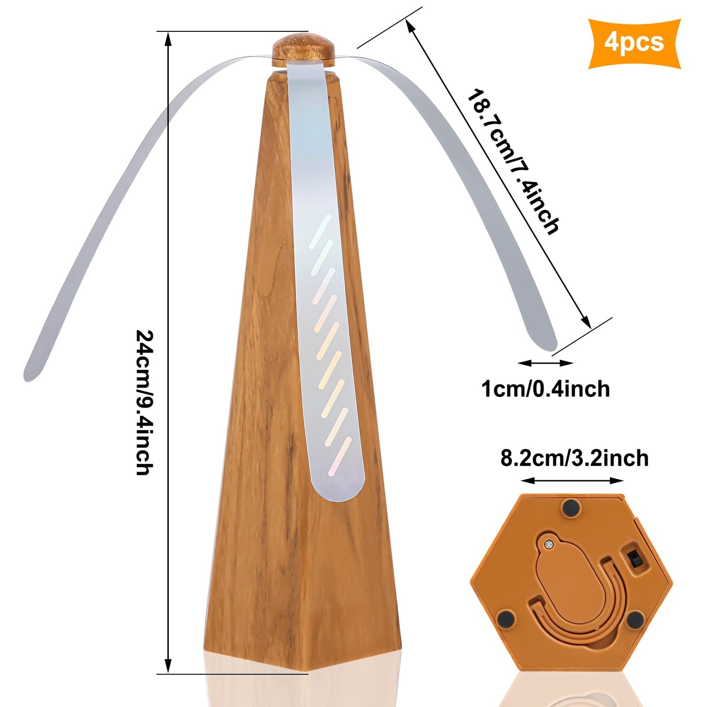 Yoiemivy Portable Fly Fans for Tables to Keep Your Food/Meal Clean for Outdoor, Indoor, Picnic, Dinner and Classroom, Wood Grain, 4 Pack
