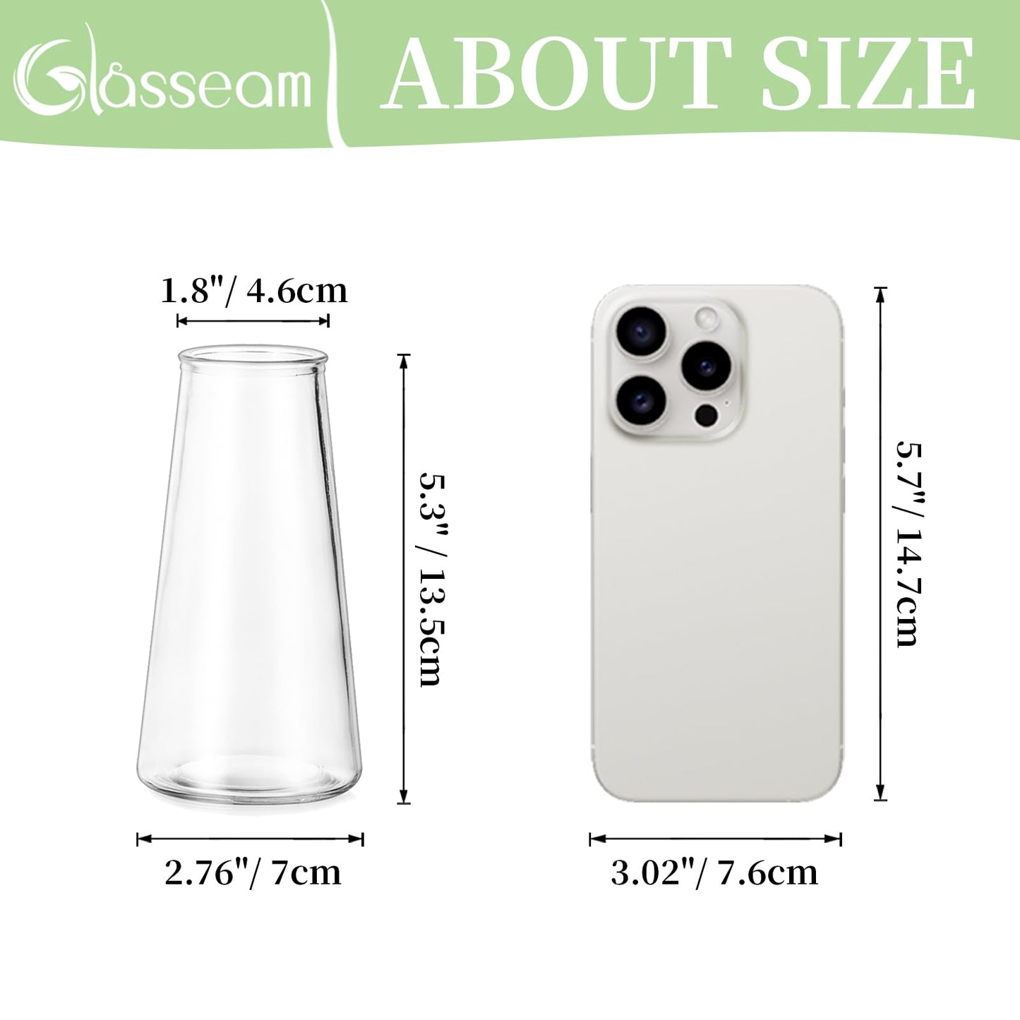 Glasseam Clear Flower Vases for Centerpieces: Modern Glass Vase Set of 24 for Wedding Party Centerpiece Home Table Decor 5.5In Small Bud Vases for Flowers Rose Tulip Stems
