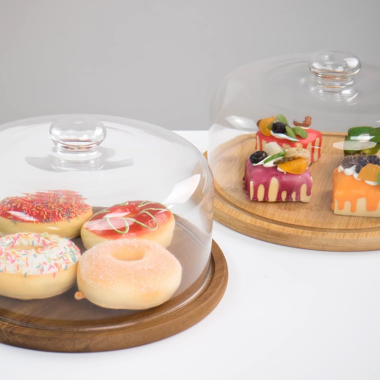 KVMORZE 11 Inch Clear Cake Dome Cover, Glass Round Cake Stand Cover, Pastry Display Cloche for Food Service, Cake Cover Lid for Cake Stand Cake Plate Display Serving Platter (11 Inch - Glass)