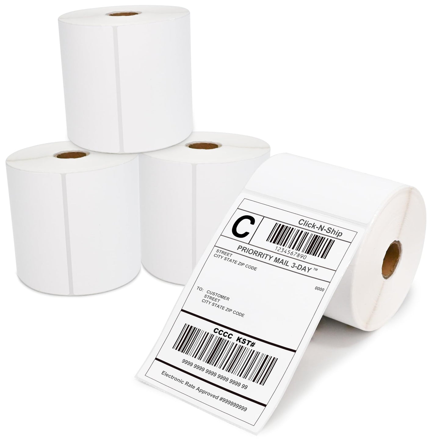 L LIKED 1800 PCS 4"x6" Direct Thermal Shipping Labels with 450 per Roll- Perforated & Strong Adhesive, Blank, Compatible with Zebra 2844, ZP-450, ZP-500, ZP-505, 4 Rolls