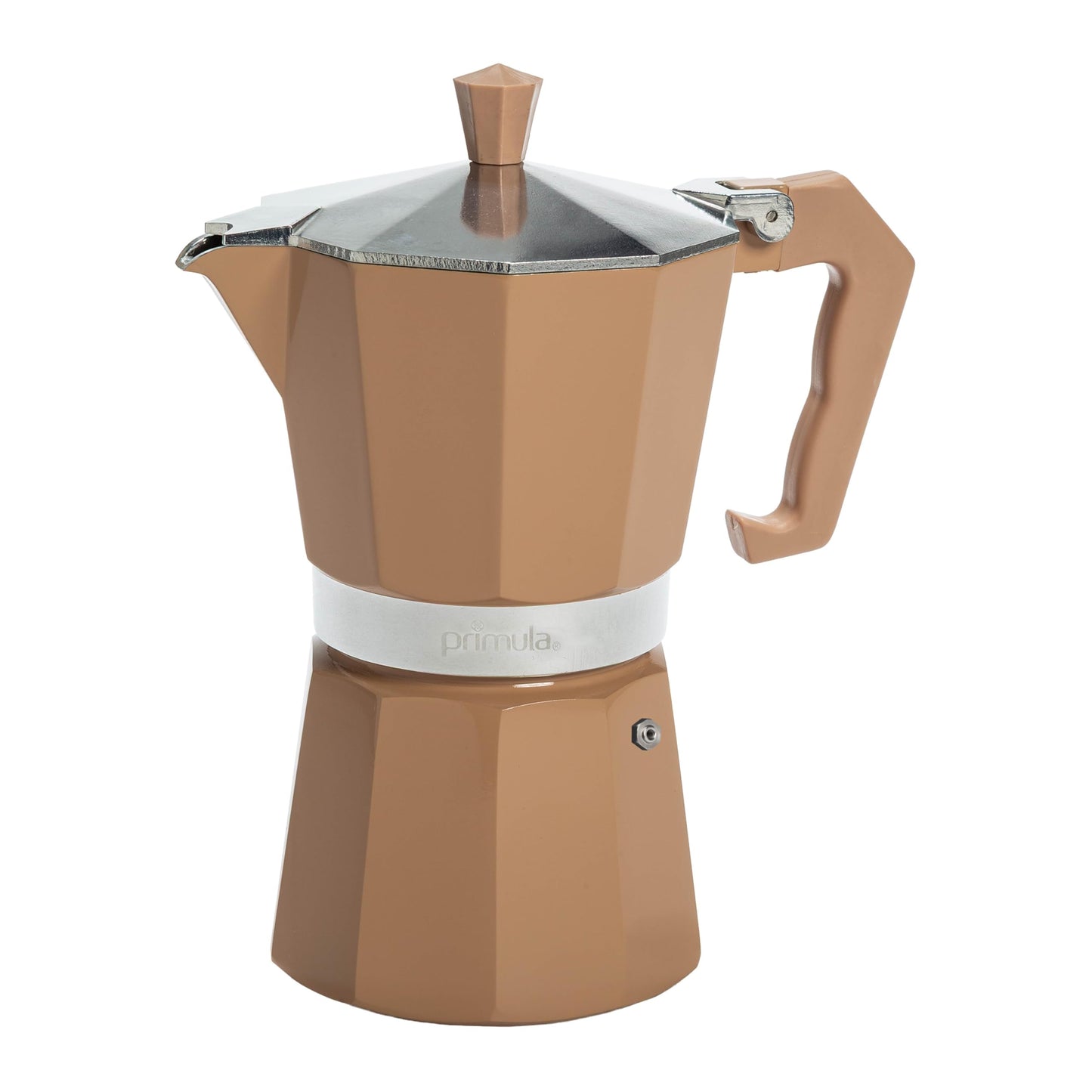 Primula Classic Moka Pot Stovetop Espresso and Coffee Maker, Italian and Cuban Cafetera for Rich Espresso Brewing, Durable Aluminum Greca Coffee Maker with Easy Grip Handle, 6-Cup, Caramel