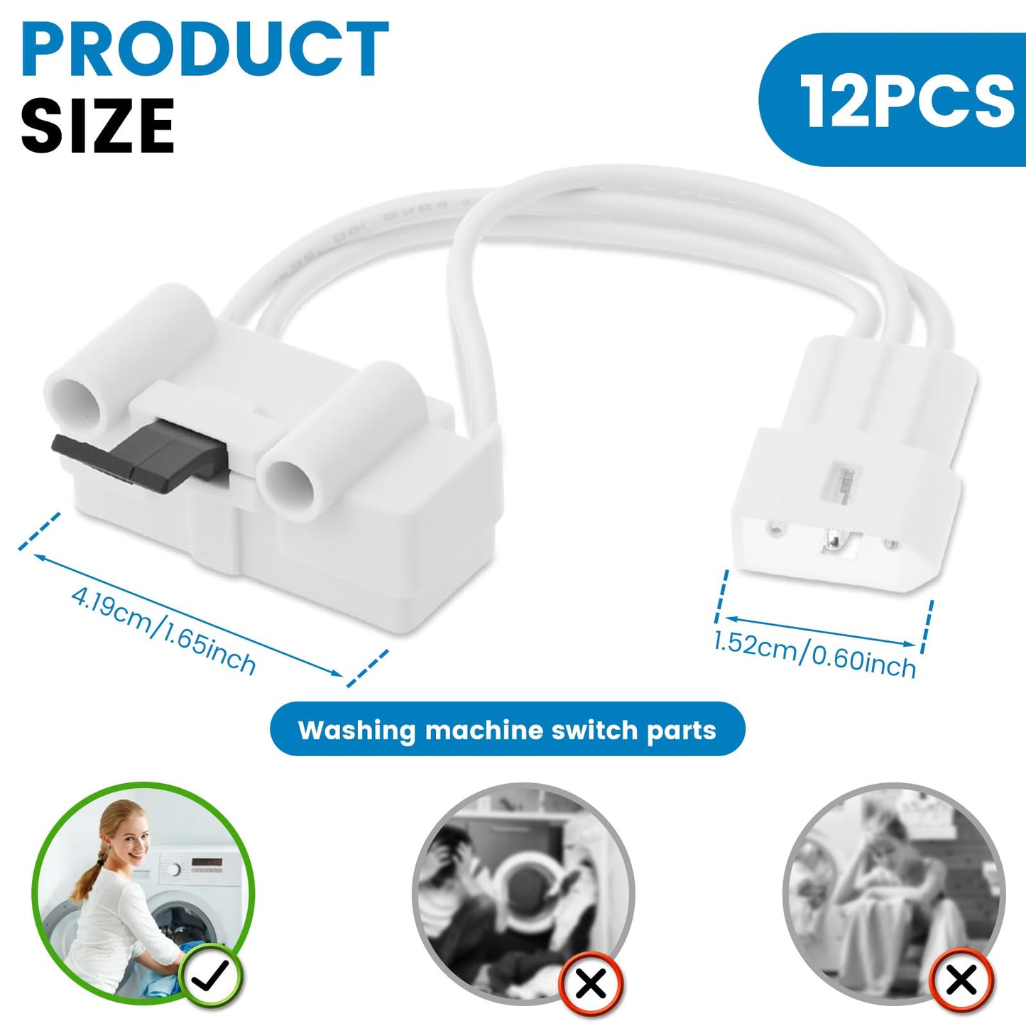 12Pack WP3406107 Dryer Door Switch Replacement Compatible with Whirlpool for Amana for Kenmore Dryers Replaces Part