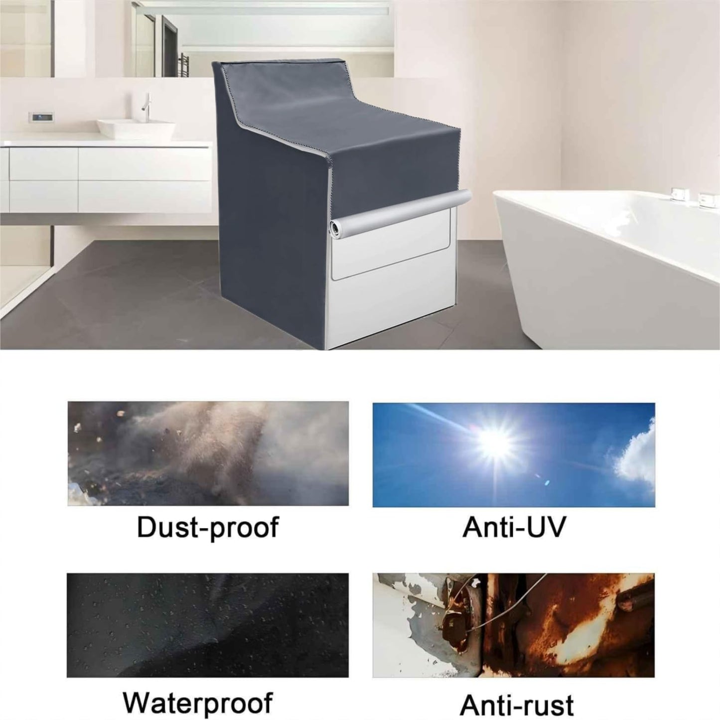 MLTYCZY 2 Pack Outside Washer and Dryer Covers, Heavy-Duty Waterproof Dustproof & Sun-Proof Washing Machine Cover with Easy Zipper Design, Universal Fit for Most Front-Load Machines W29”D28”H43”Grey