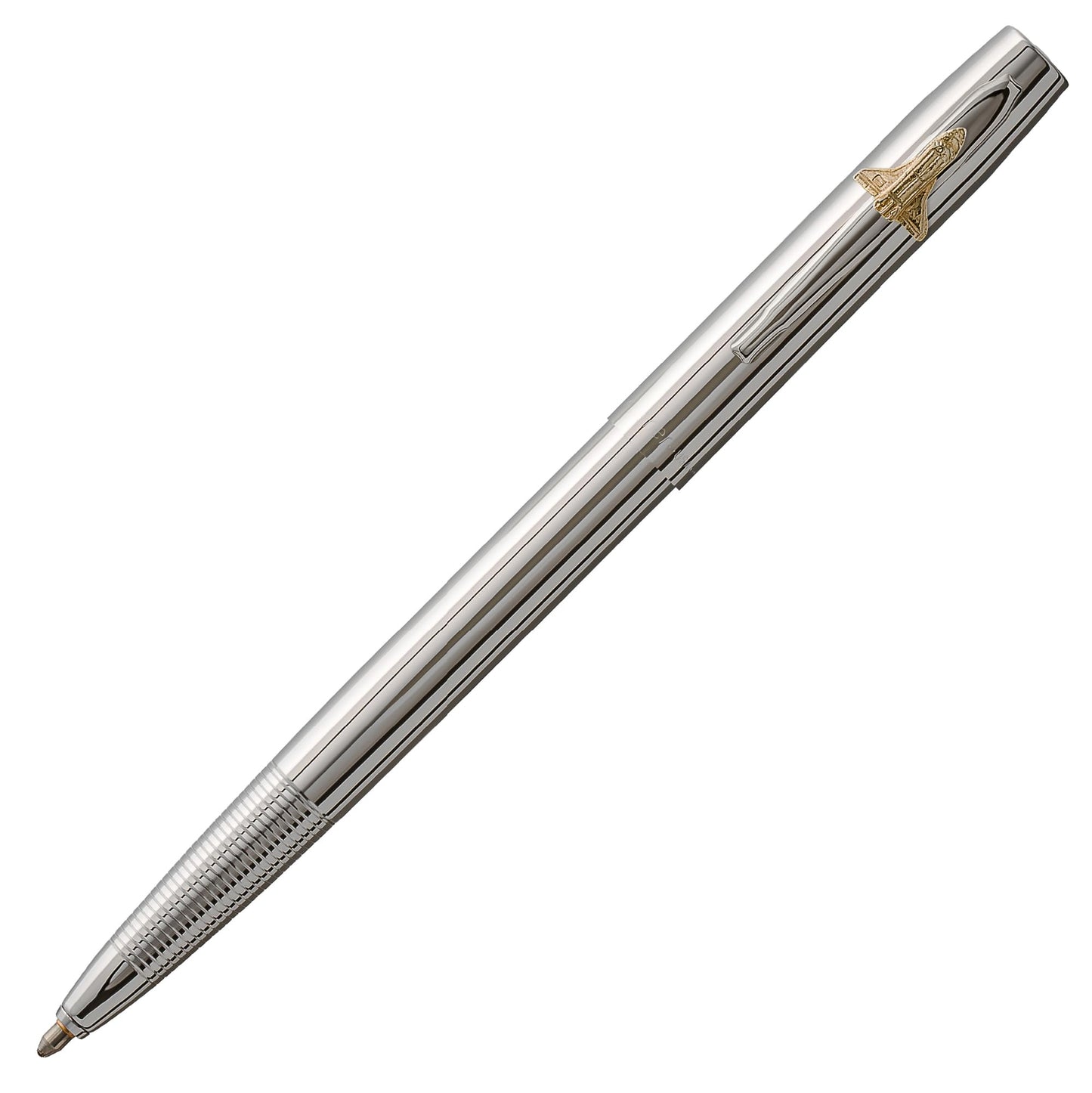 Fisher Space Pen Chrome Shuttle Cap-O-Matic Pen, Pressurized Ballpoint Pen, Writes Upside Down and in Extreme Temperatures, Black Ink, Medium Point, Pocket Clip, Gift Box, Made in the USA
