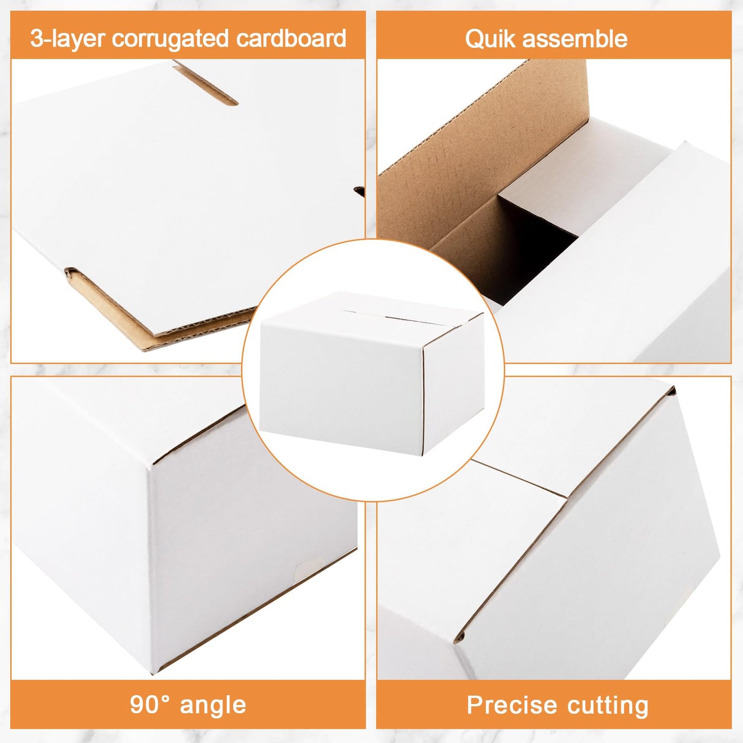 Yeaqee 72 Pcs 7x5x4 Inch Shipping Boxes Corrugated Cardboard Small Shipping Boxes for Packaging Mailing Packing Moving Small Business Storage Crafts Gifts (White)