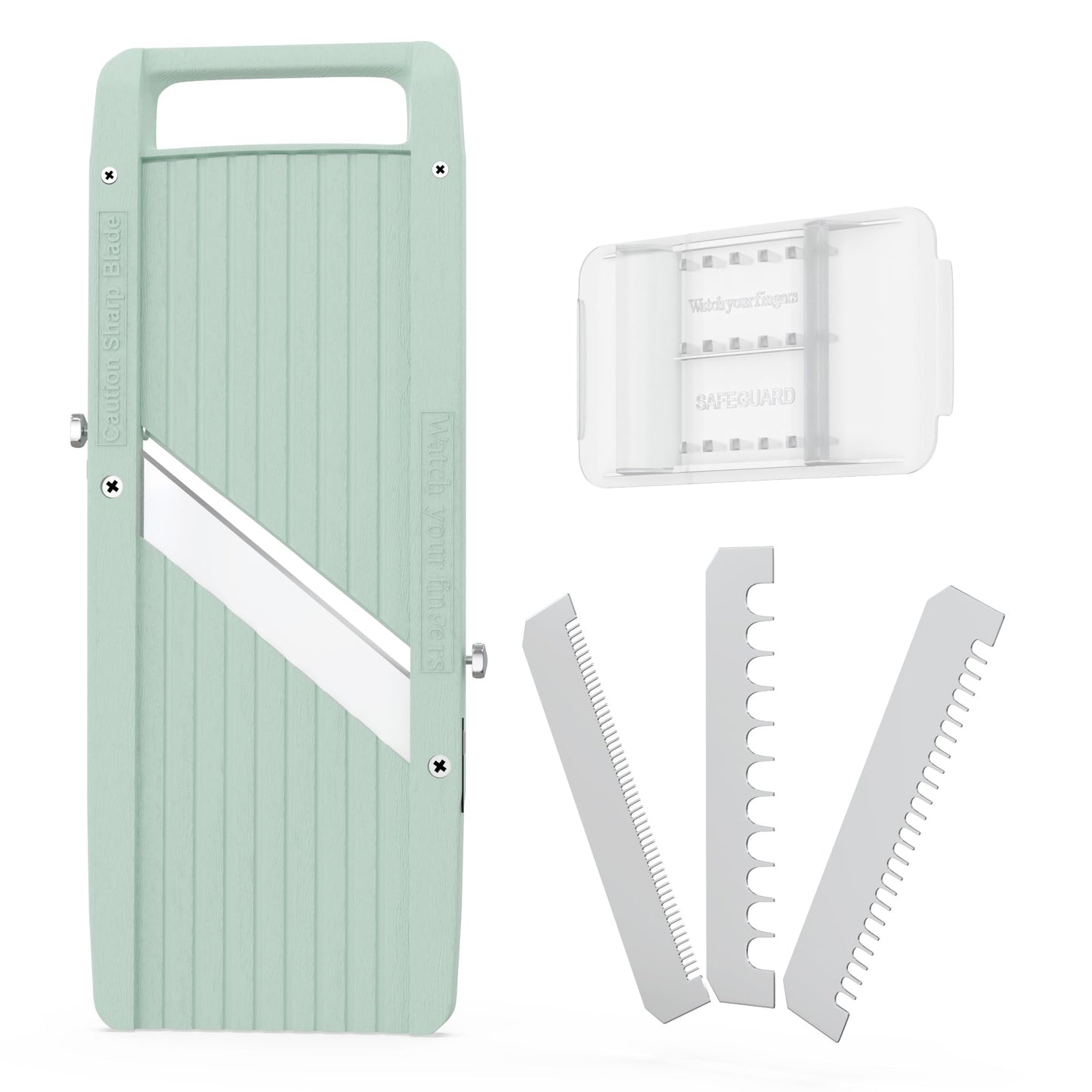 Vollum Japanese Mandoline Slicer – Professional Slicer Vegetable Cutter Japanese Mandoline Slicer for Kitchen with Interchangeable Stainless Steel Blades – Narrow Handheld Food Manual Slicer