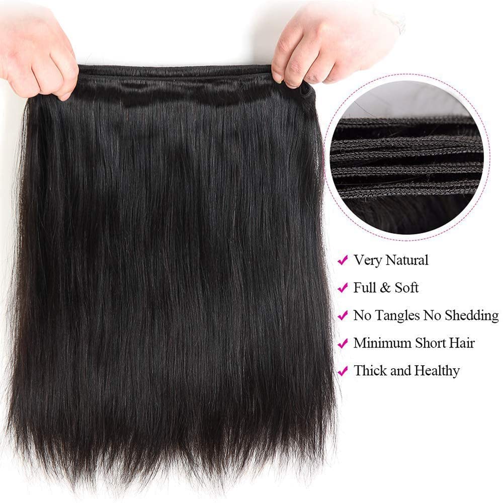 10A Straight Human Hair 1 Bundles 24 Inch 100% Unprocessed Brazilian Virgin Straight Weave Single Bundles Human Hair