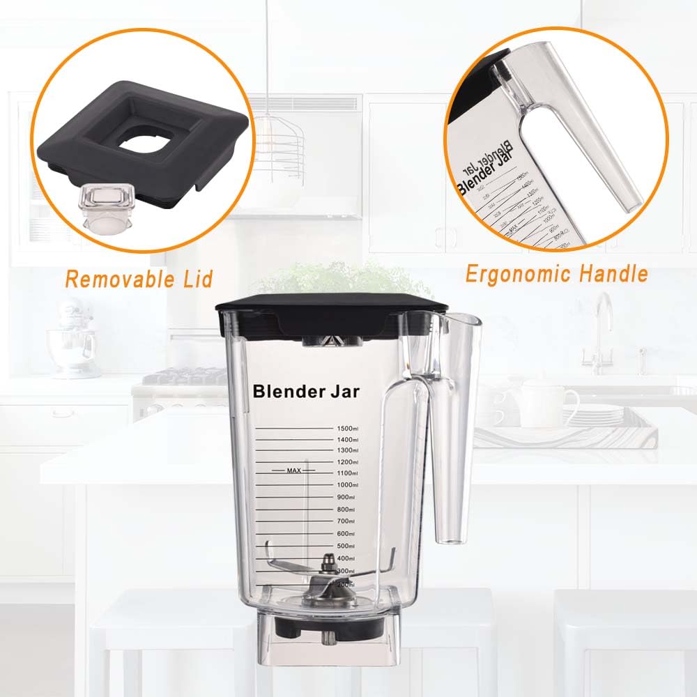 EastFune 90oz WildSide+ Jar for Blendtec, replace 570 575 625 650 725 759 800 825 885 etc, wide compatible with Classic/Designer/Professional/Commercial Series Container Pitcher Cup