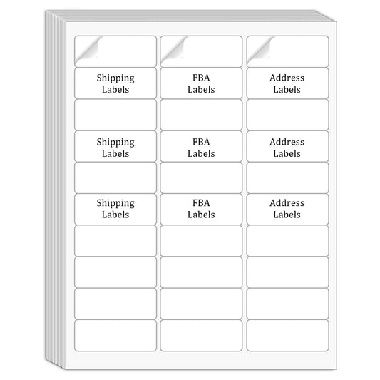 SJPACK 30-up Address Labels 1" x 2-5/8" Mailing Labels,15000 Lables, White Label Sticker Papers for Laser Inkjet Printers, (500 Sheets)