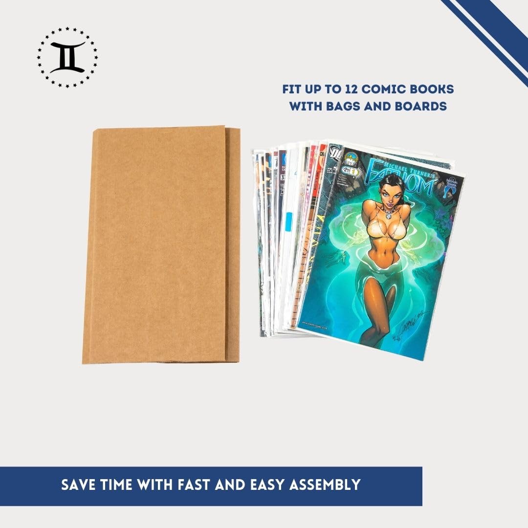 Gemini Comic Book Mailers | 10.75x7.5x1 Inch - Pack of 10 | Easy Fold, Stay Flat, Crush Proof, and Do Not Bend | Flat Boxes for Shipping, Books Boxes and Wraps, Mailers Boxes, Rigid Mailers
