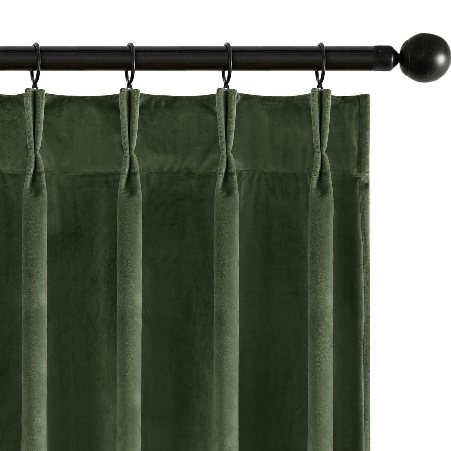 MIULEE Olive Green Velvet Curtains 96 inches Long, Pinch Pleated Blackout Drapes with Hooks, Thermal Insulated Pinch Pleat Panels for Bedroom Living Room, 2 Panels