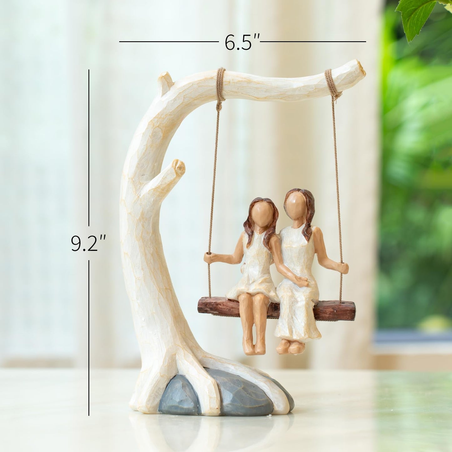 HAPFULLING Swing Statue. Mother Daughter Sculpted Hand-Painted Figurine.Mom Birthday Gift from Daughter