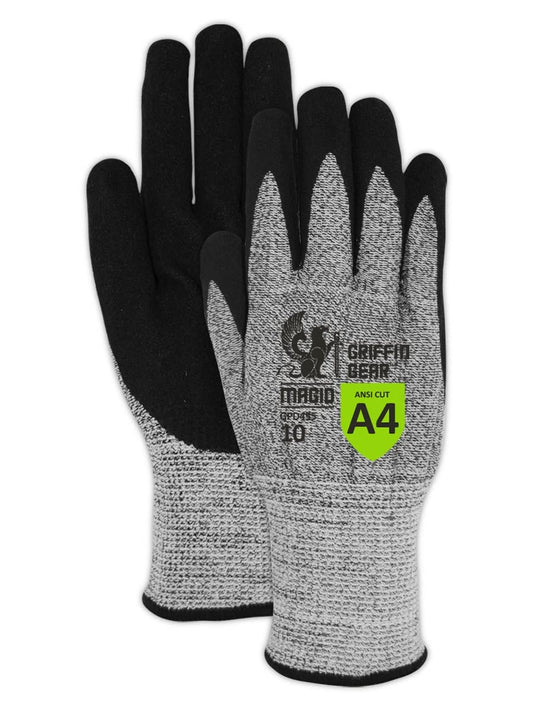 MAGID Griffin Gear ANSI A4 Sandy Nitrile Coated Work Gloves , 12 Pairs, Size 9/Large, GPD455