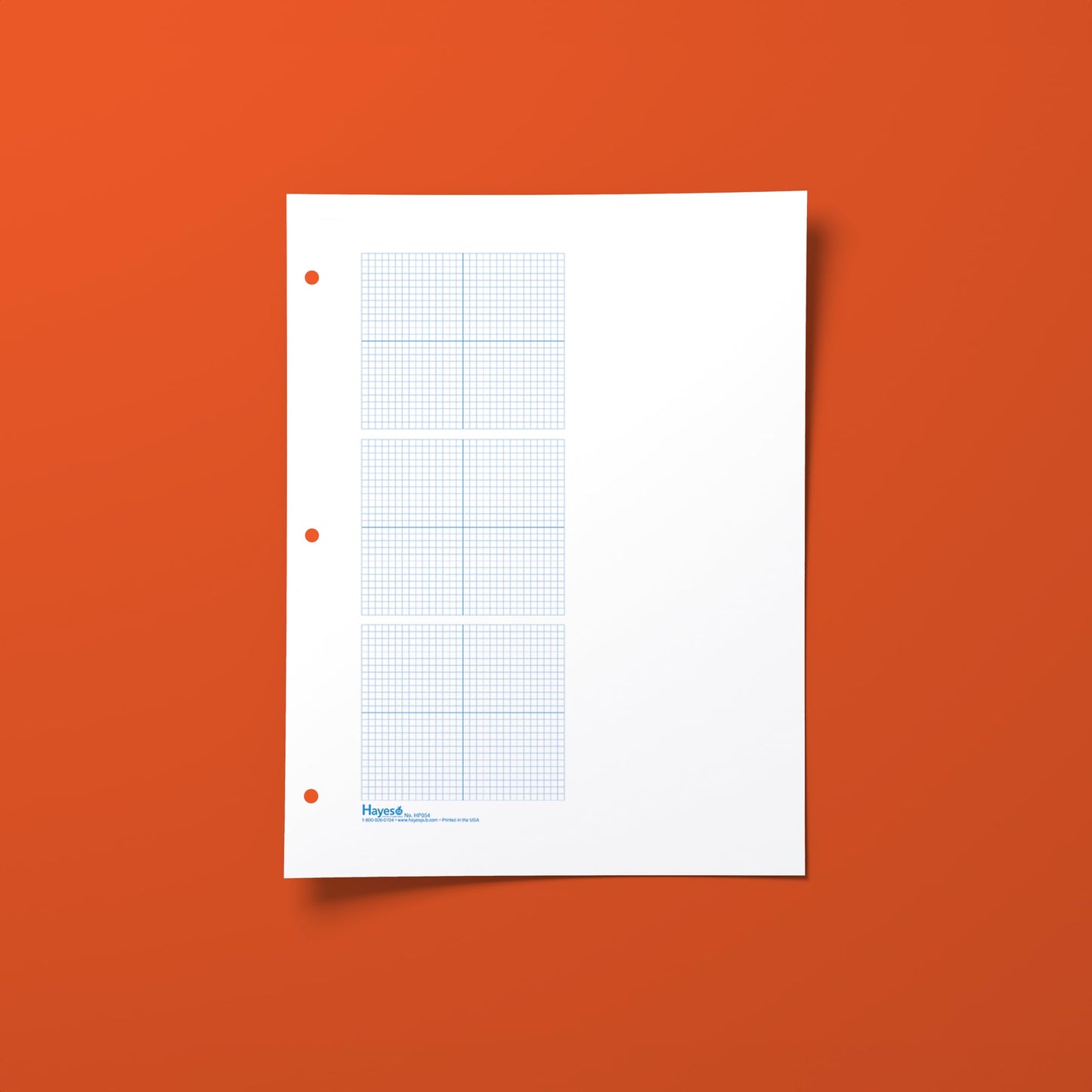 Geyer Instructional Products - 3 Grid Graph Paper, 1/8" Squares and Accentuated Axes, Right Half Blank, Double Sided, Blue Lined, 500 Sheet Ream, Three Hole Punched