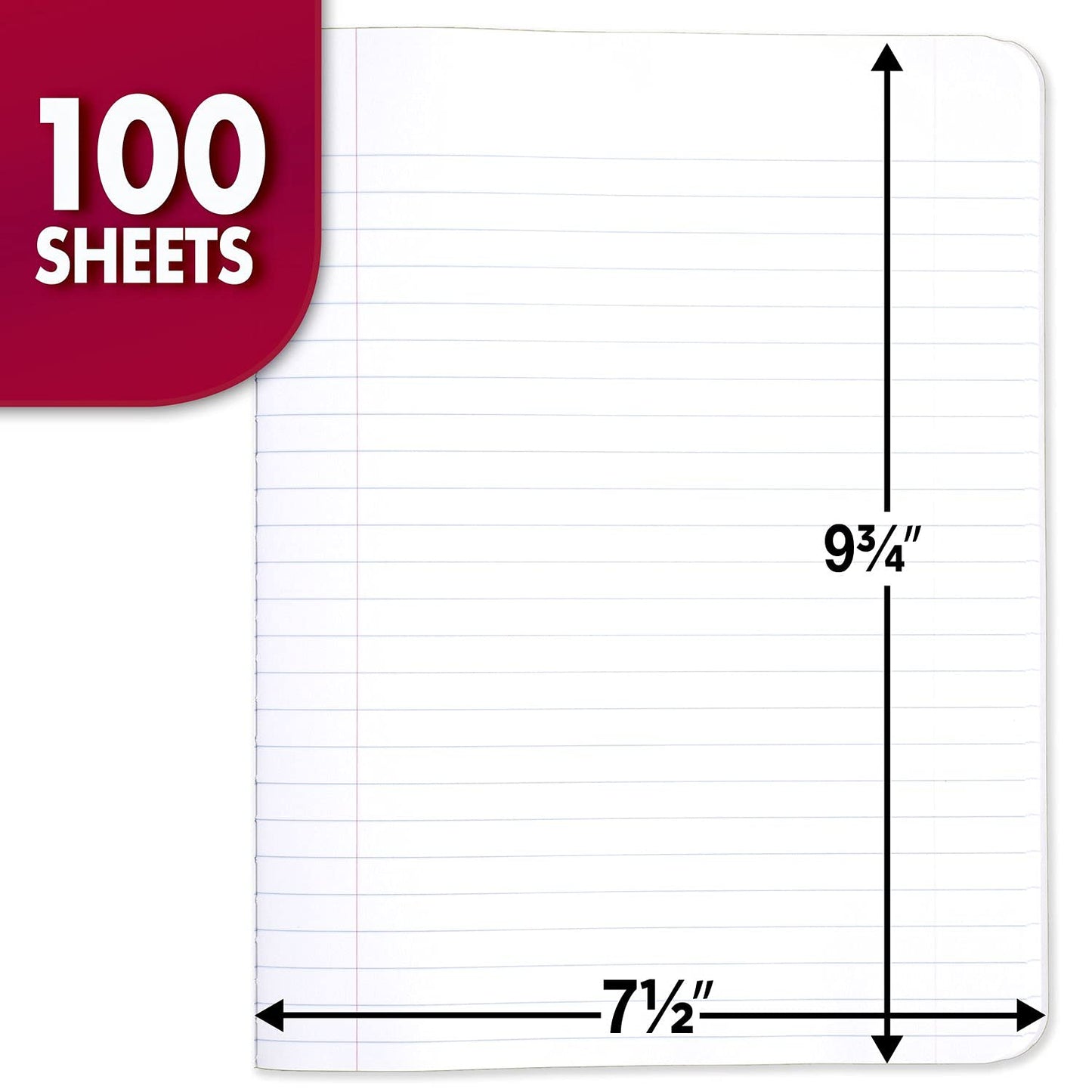 Mead Composition Notebook, Wide Ruled Paper, 7.5" x 9.75", 100 Sheets, Black Marble, 12 Pack (72936)