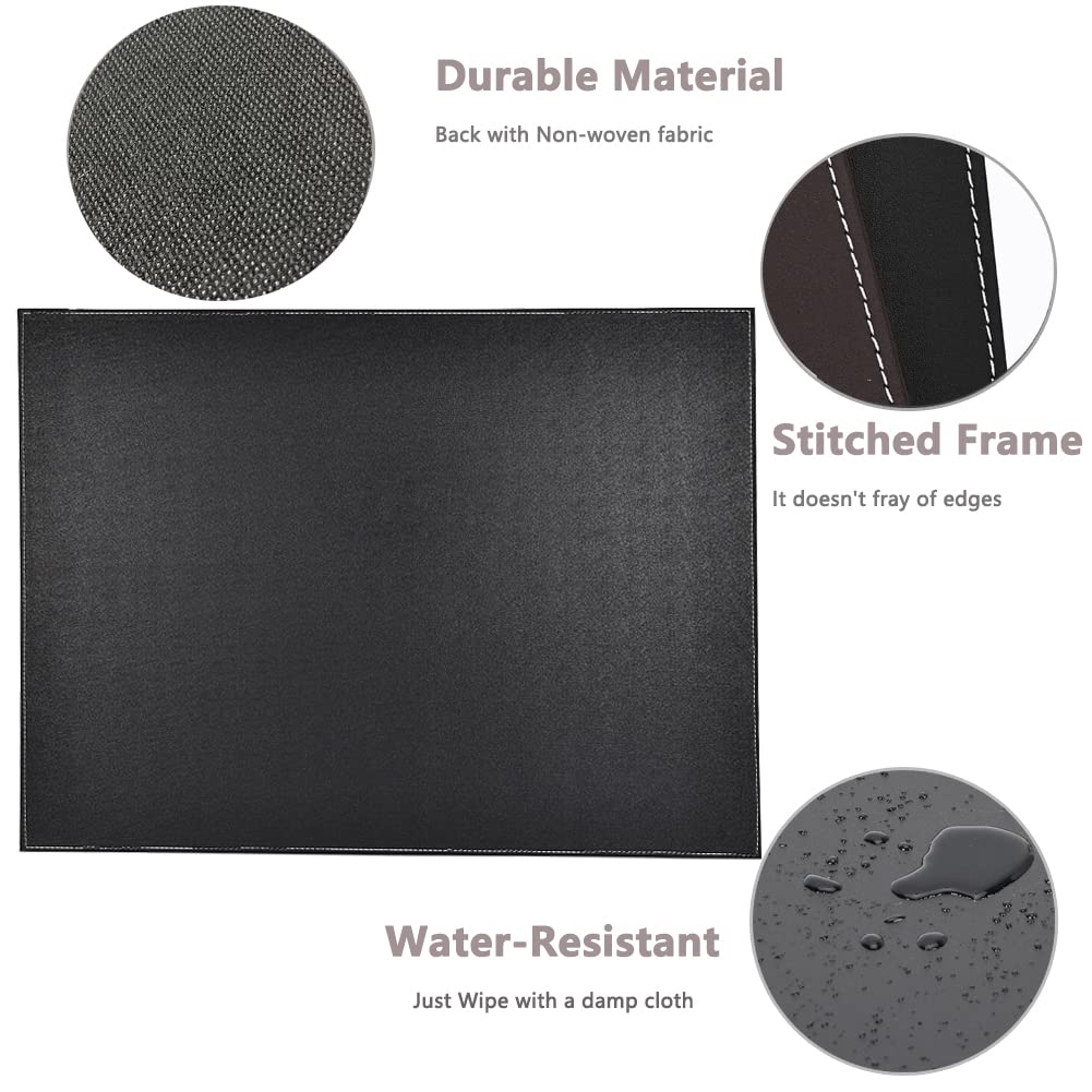KINGFOM Desk Pad & Mat 24" x 18" Protector Large Mouse Pad PU Leather for Desktops and Laptops (Black)