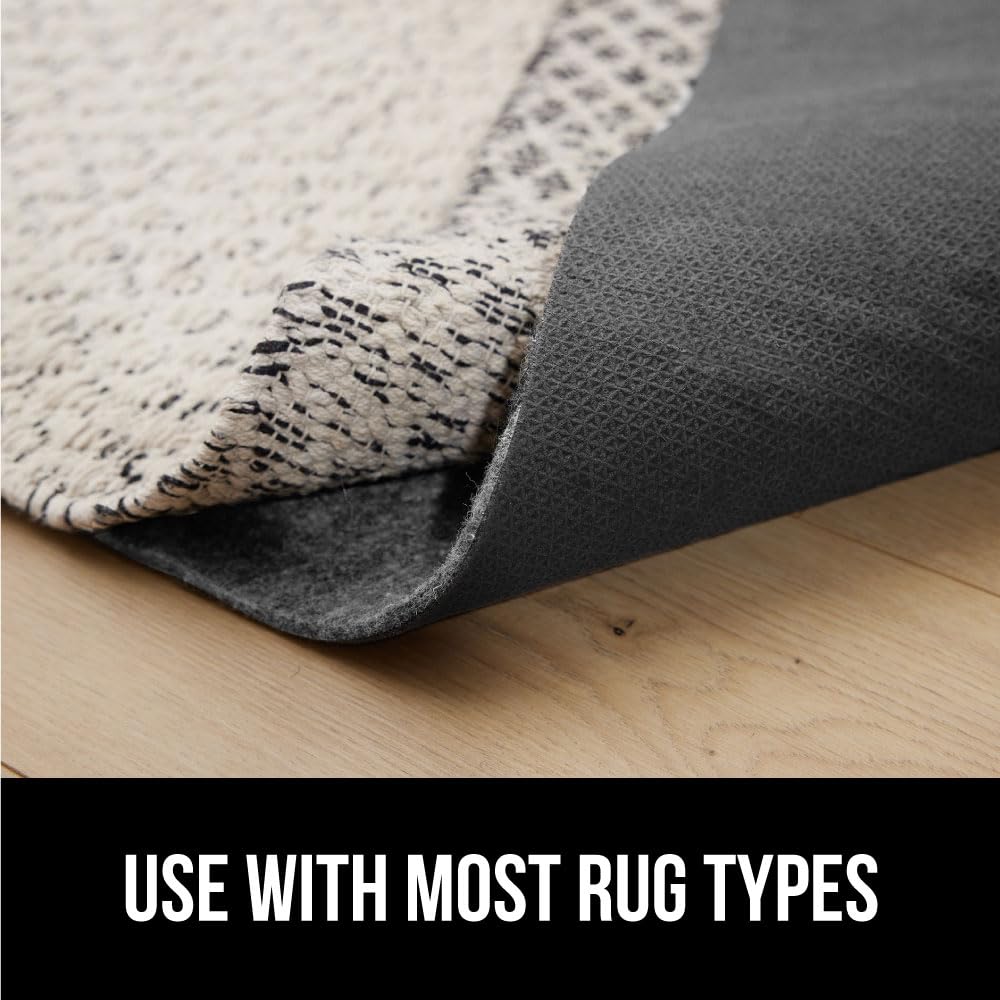 GORILLA GRIP Felt with Rubber Stay in Place Slip Resistant Rug Pad, 1/8 inch Thick, 5x7 FT Protective Padding Under Area Rugs, Cushioned Gripper Pads, Carpet Runners, Hardwood Floors Protection