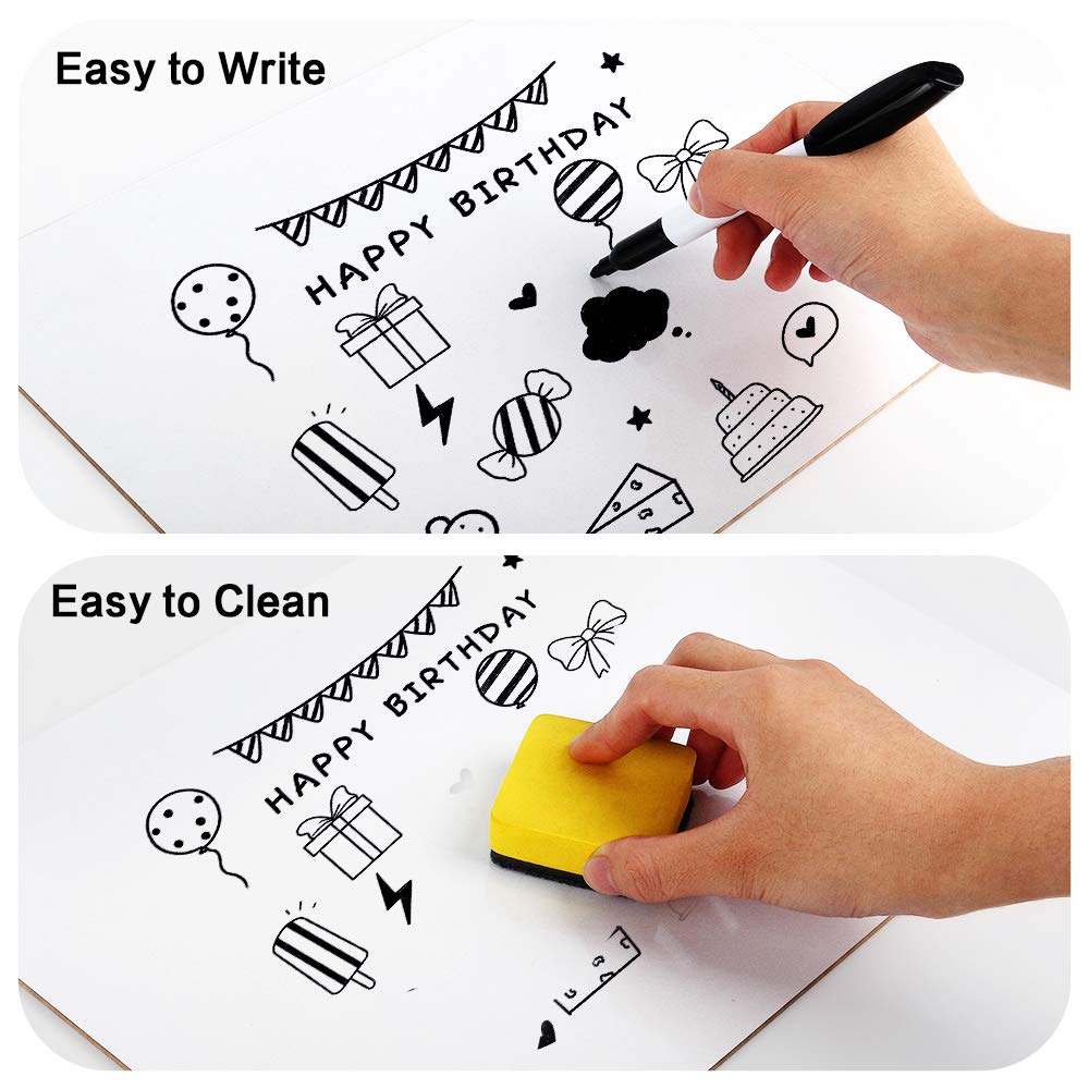 Dry Erase Lapboards, HERKKA 35 Pack Double Sided Dry Erase Lap Boards 9 x 12.5 Inch, 35 Markers, 35 Erasers, Small Dry Erase Boards for Students Classroom Teacher Supplies