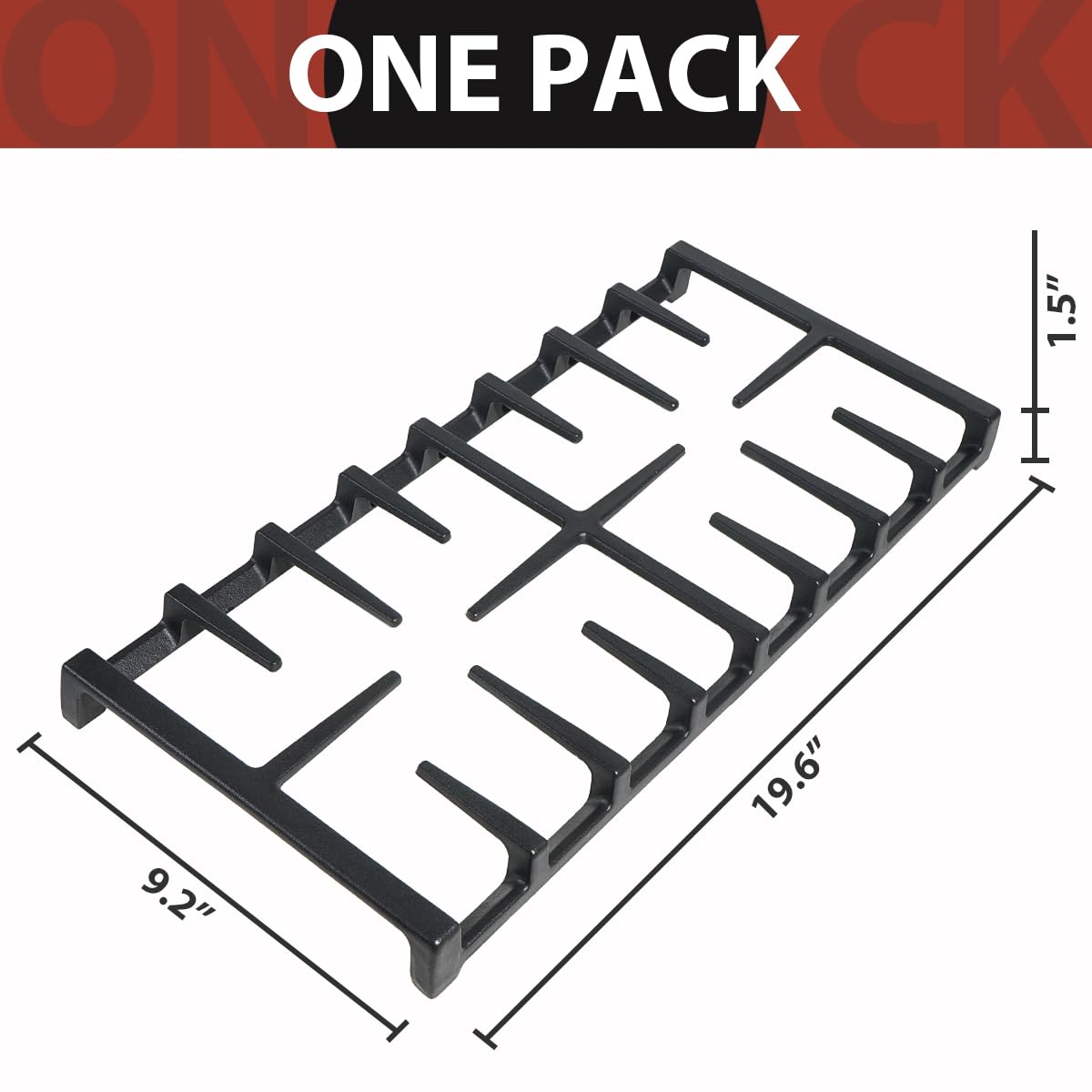 Premium WB31X27150 Cast Iron Gas Stove Burner Grate Replacement for GE Range Surface Stove Top Burner Center Grate Parts 19.6"x9.2" WB31X24737 General Electric Stove Parts Cooktop Grate Rack