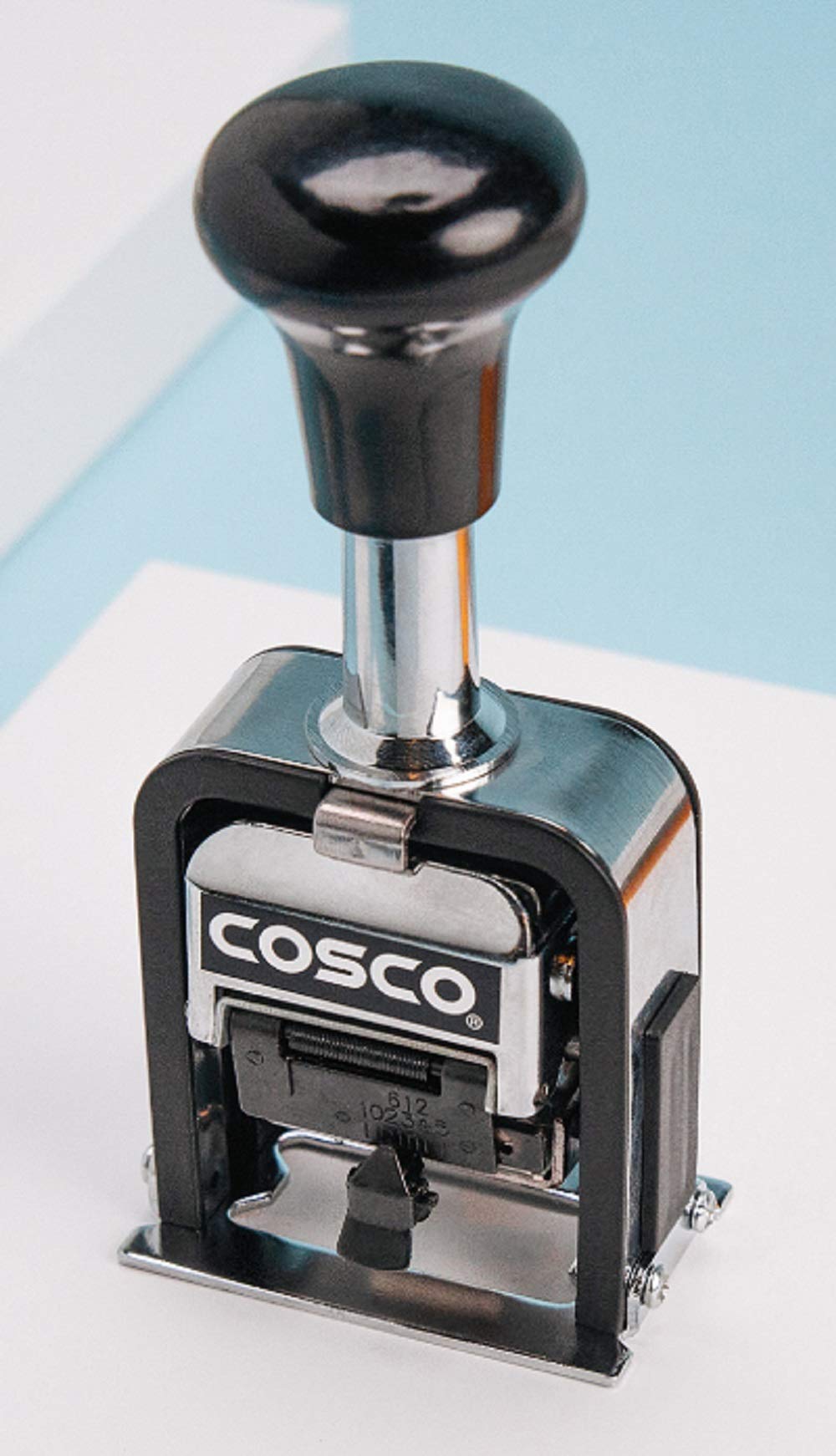 COSCO 2000PLUS Automatic Numbering Machine, 6 Wheels, Self-Inking, Black 0.75 x 0.25