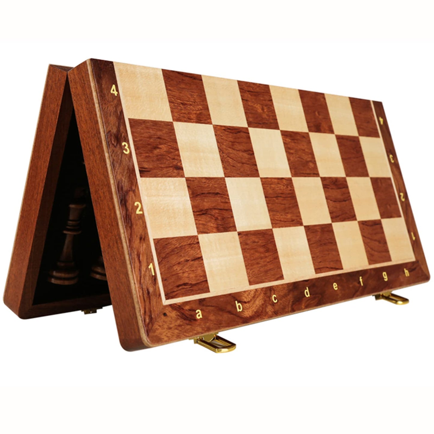 15'' Walnut Chess Set with Storage Board for Adults & Children, 2 Players