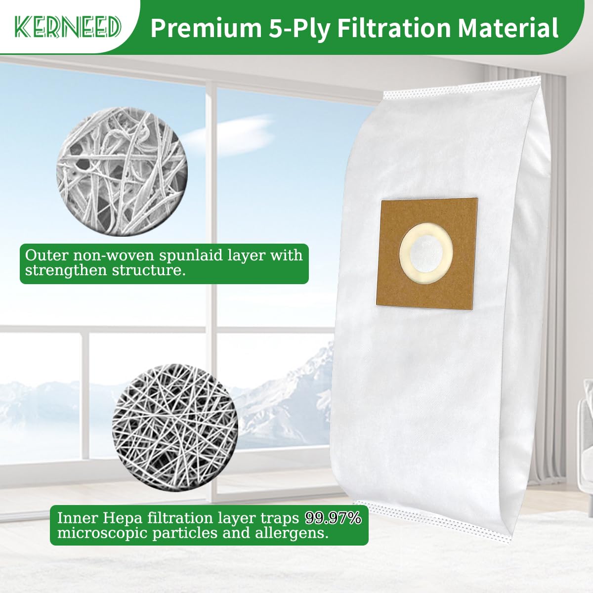 8 Pack Type Y HEPA Vacuum Bags for Hoover WindTunnel Upright Style Y, Z, YZ Vacuum Cleaners, Replace Part 4010100Y