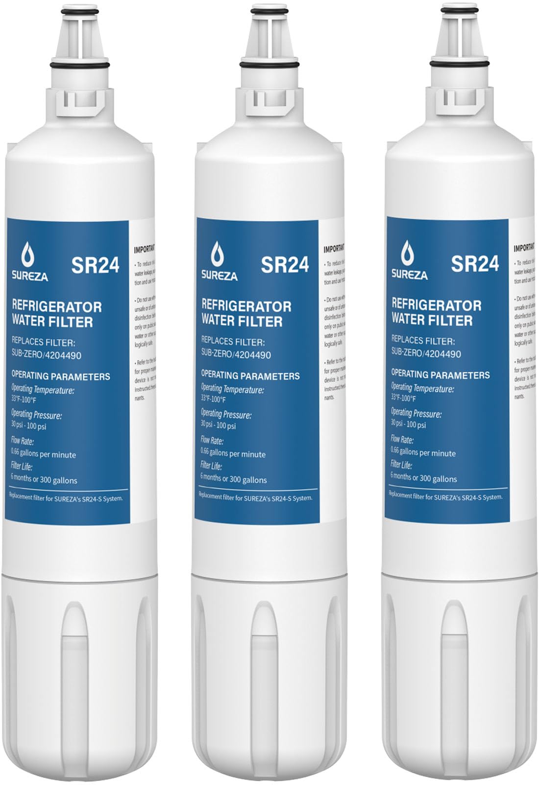 4204490 Replacement for Sub Zero Water Filter, Subzero 4204490, Sub-Zero 4290510, 9030868, F-1000, F1000 Insinkerator Filter, F-2000, F-3000, AquaPure AP Easy C-Complete, 3Pack