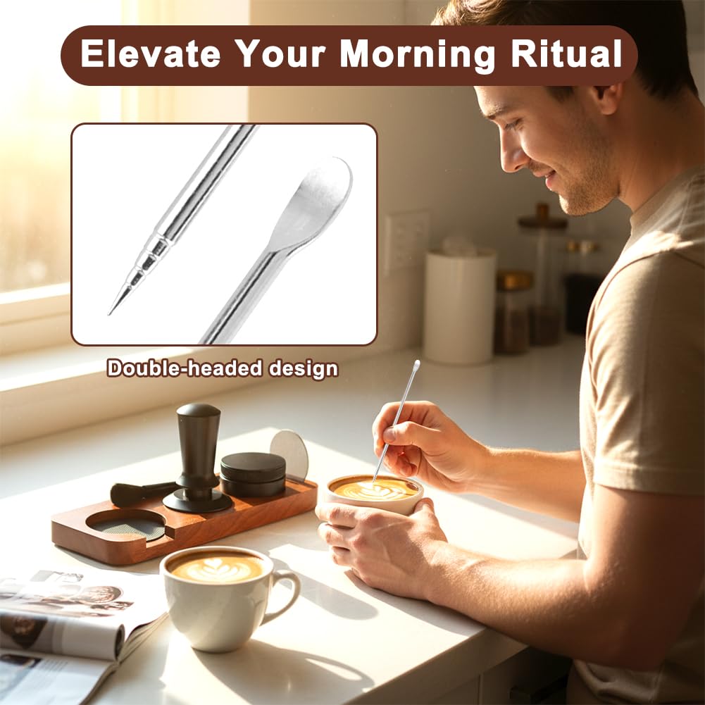 25 Pcs Professional Espresso Coffee Barista Accessories Set, 51mm Spring Loaded Tamper, WDT Tool, Coffee Distributor, Magnetic Dosing Funnel, Puck Screen, Wooden Tamper Station