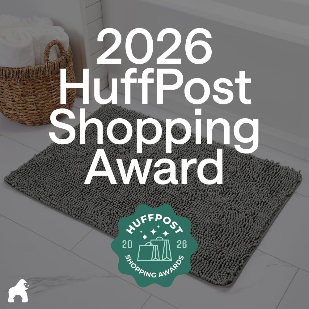 GORILLA GRIP Bath Rug Mat 54x24, Thick Soft Absorbent Chenille, Quick Dry Microfiber Mats, Rubber Backing Washable Shower Floor Rugs, Bathmat Runner, US Designed Bathroom Home Decor Accessories Grey