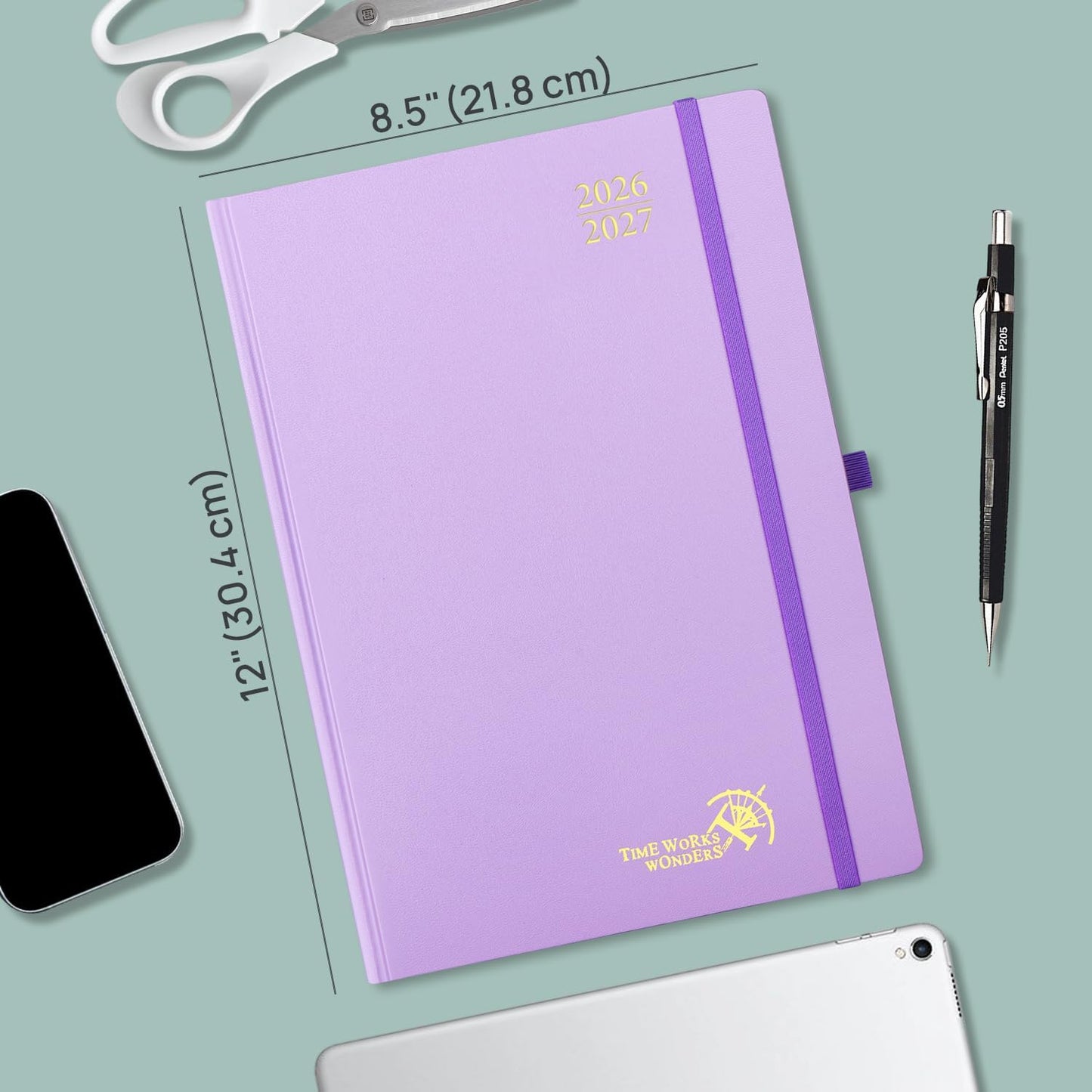 POPRUN 2026-2027 Daily Planner One Page Per Day Even Weekends (A4 Large Size - 8.5" x 12") - Academic Calendar Book(July 2026 - June 2027), 2026 Day Appointment Book, Hardcover - Midnight Green