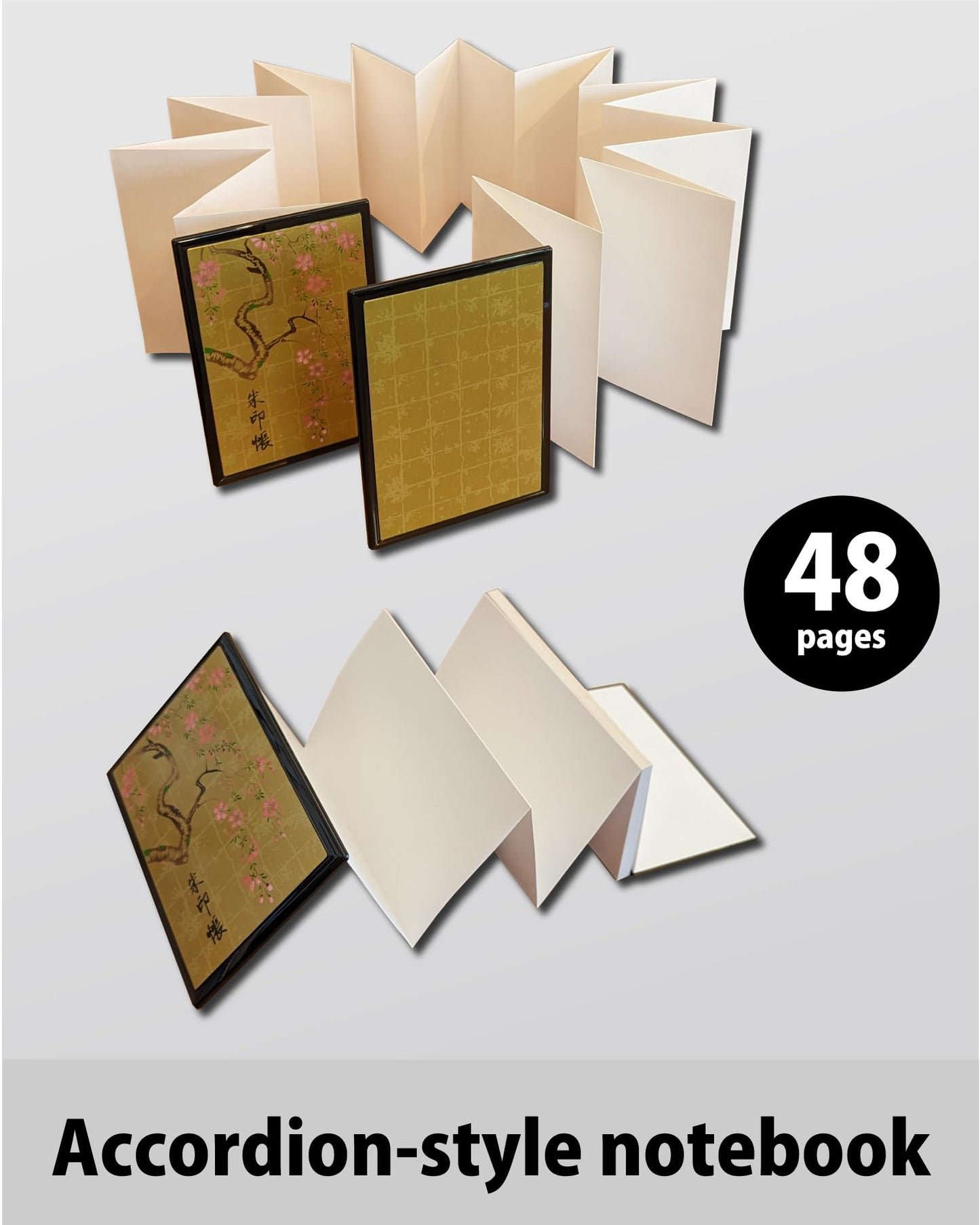 Btale Japanese Goshuincho Stamp Book - Japan Travel Essentials 2026 - Authentic Handmade Hardcover Notebook for Temple & Shrine Stamps, Journal & Keepsake Gift (Sakura Black 48pages)