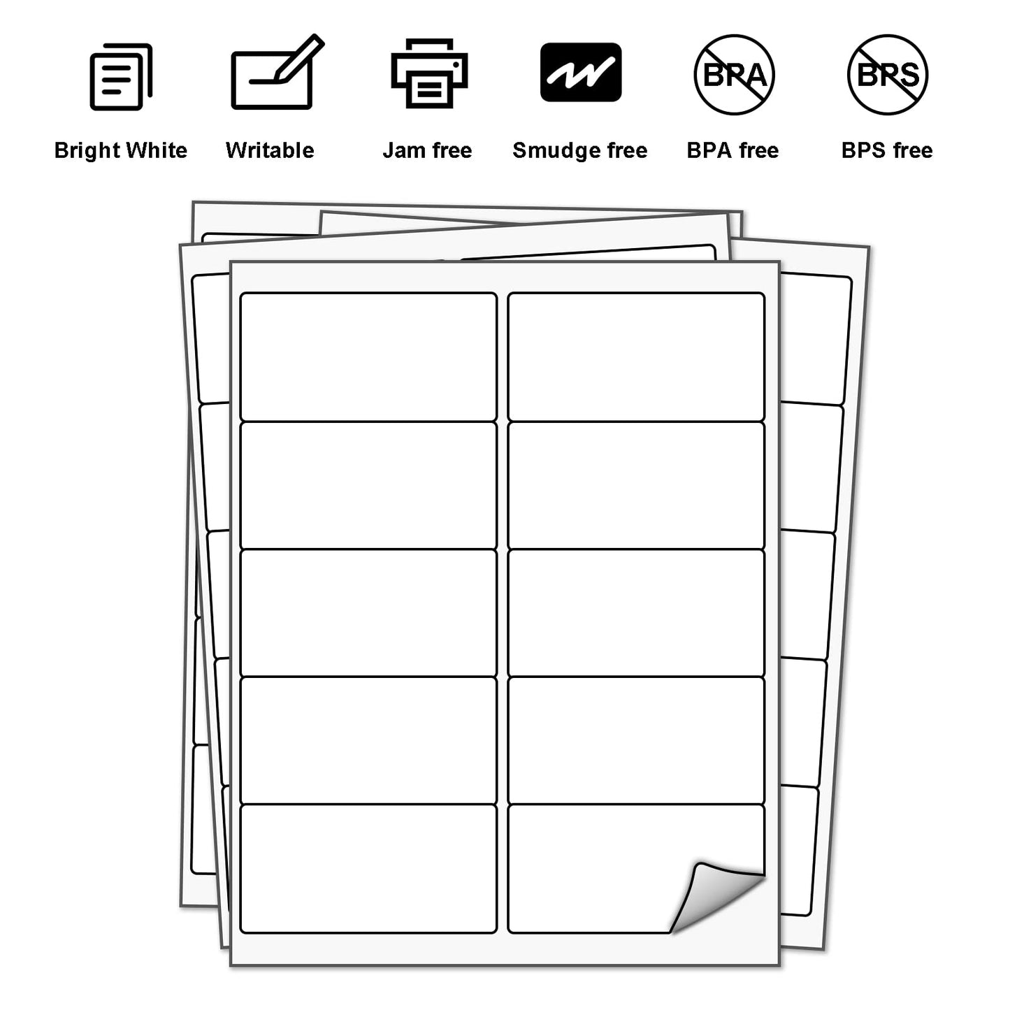 LabelMore 2 x 4 Shipping Labels for Laser or Inkjet Printable, 5000 Labels - 500 Sheets