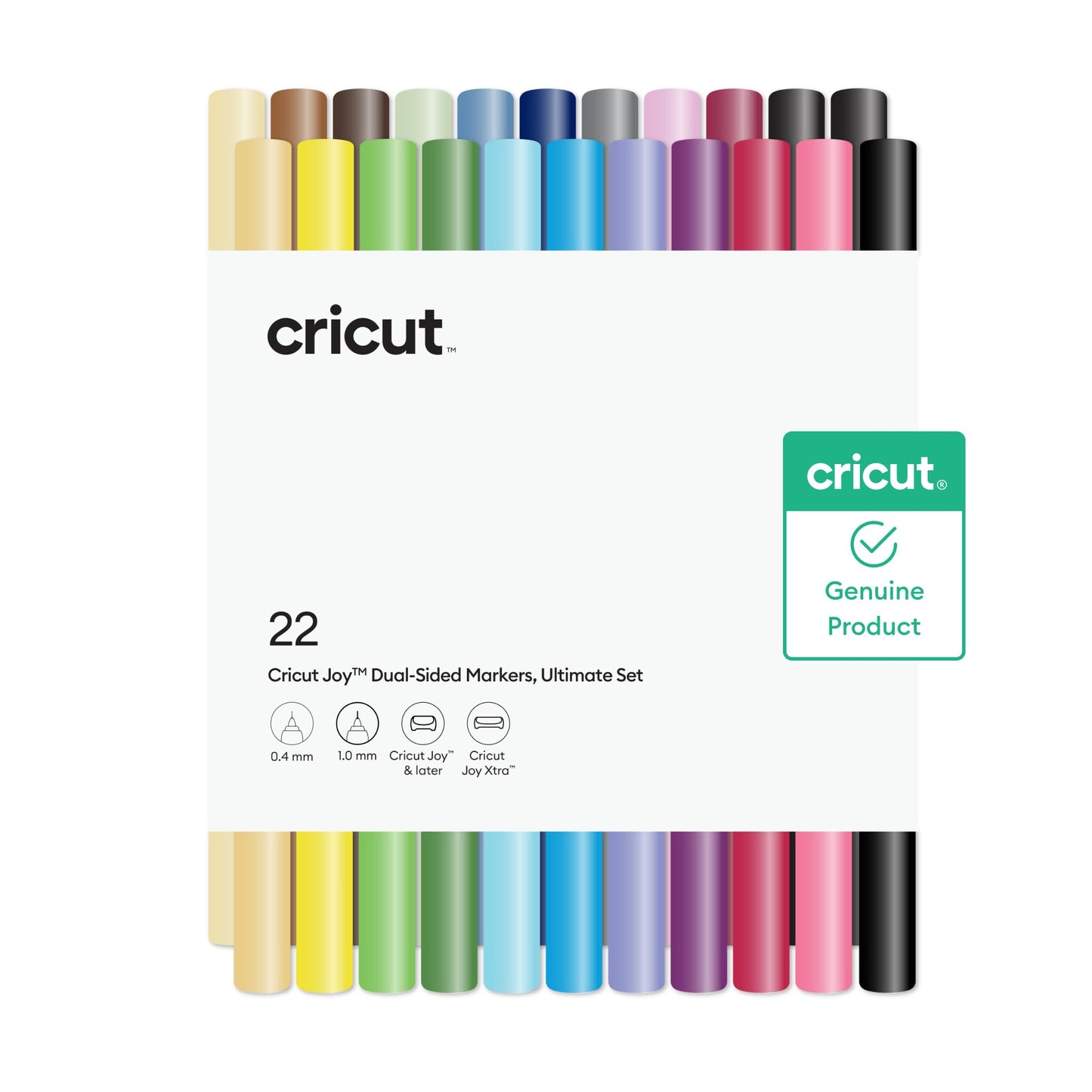 Cricut® Joy™ Dual-Sided Markers, Ultimate Set (22 ct) - 1.0mm Marker Tip + 0.4mm Fine Point Pen Tip - For use with Joy & Joy Xtra Machines