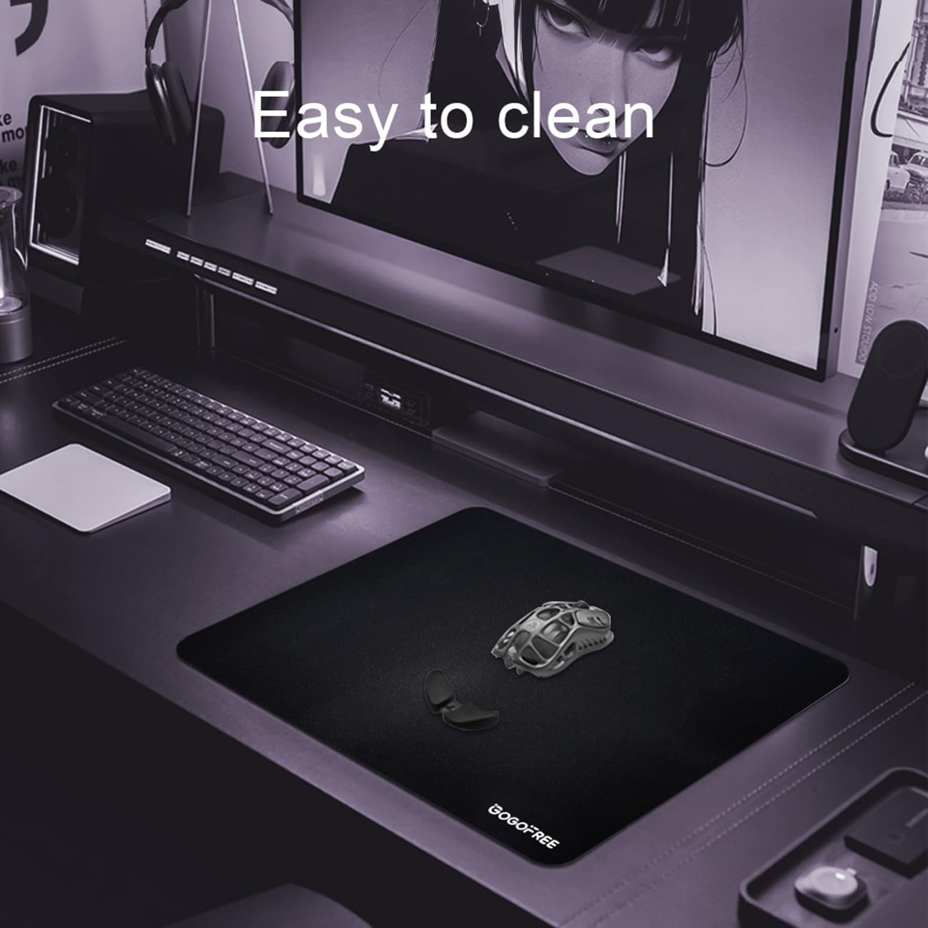Glass Gaming Mouse Pad, Professional Esport Tempered Glass Mouse Pad Ultra-Smooth Micro-Etched Surface for Top Speed and Control,Hard Mousepad Black (XL 19.7'' L x 15.8'' W)