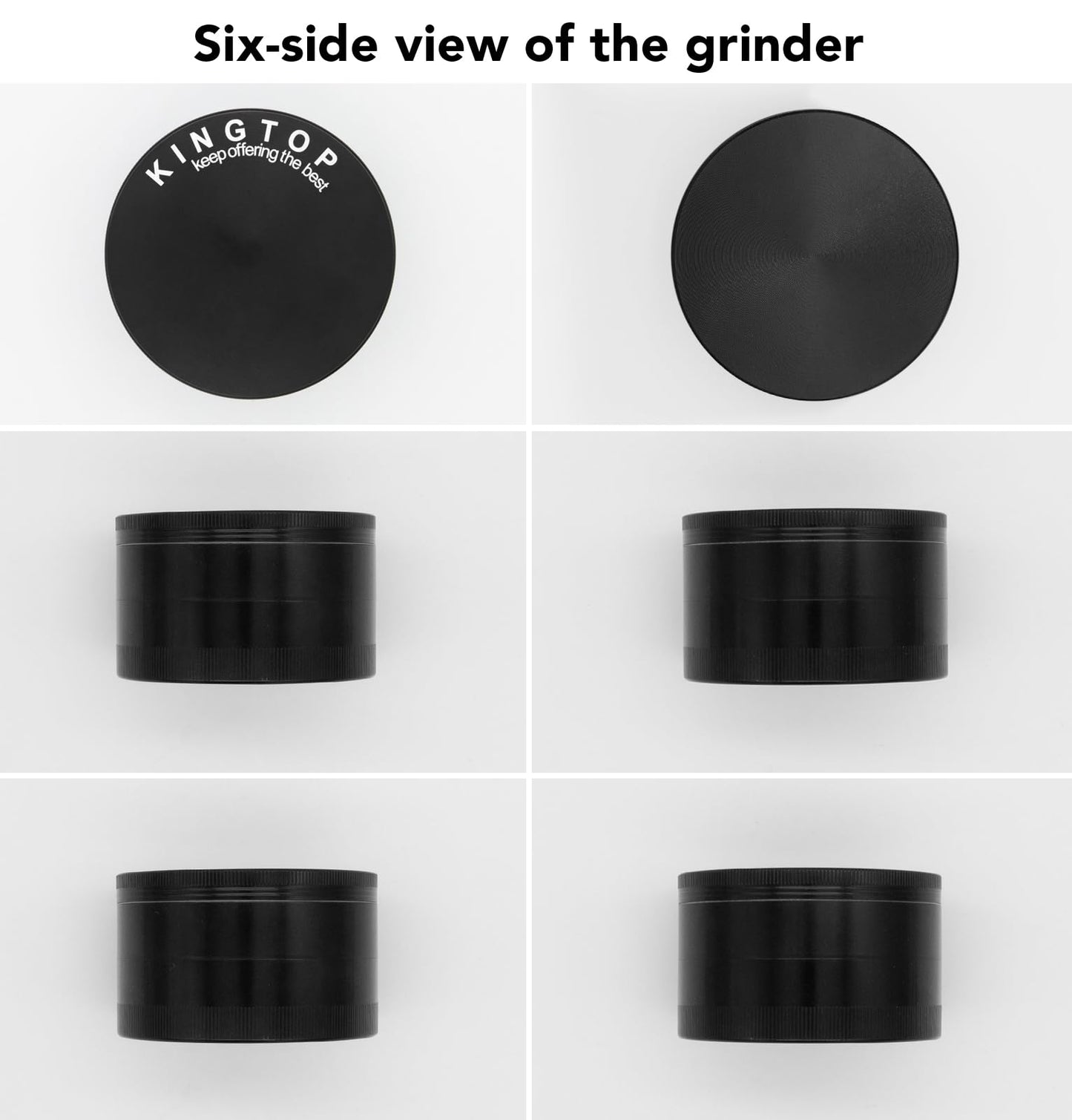 KINGTOP Grinder, Large 3" Spice Grinder (Midnight Black)