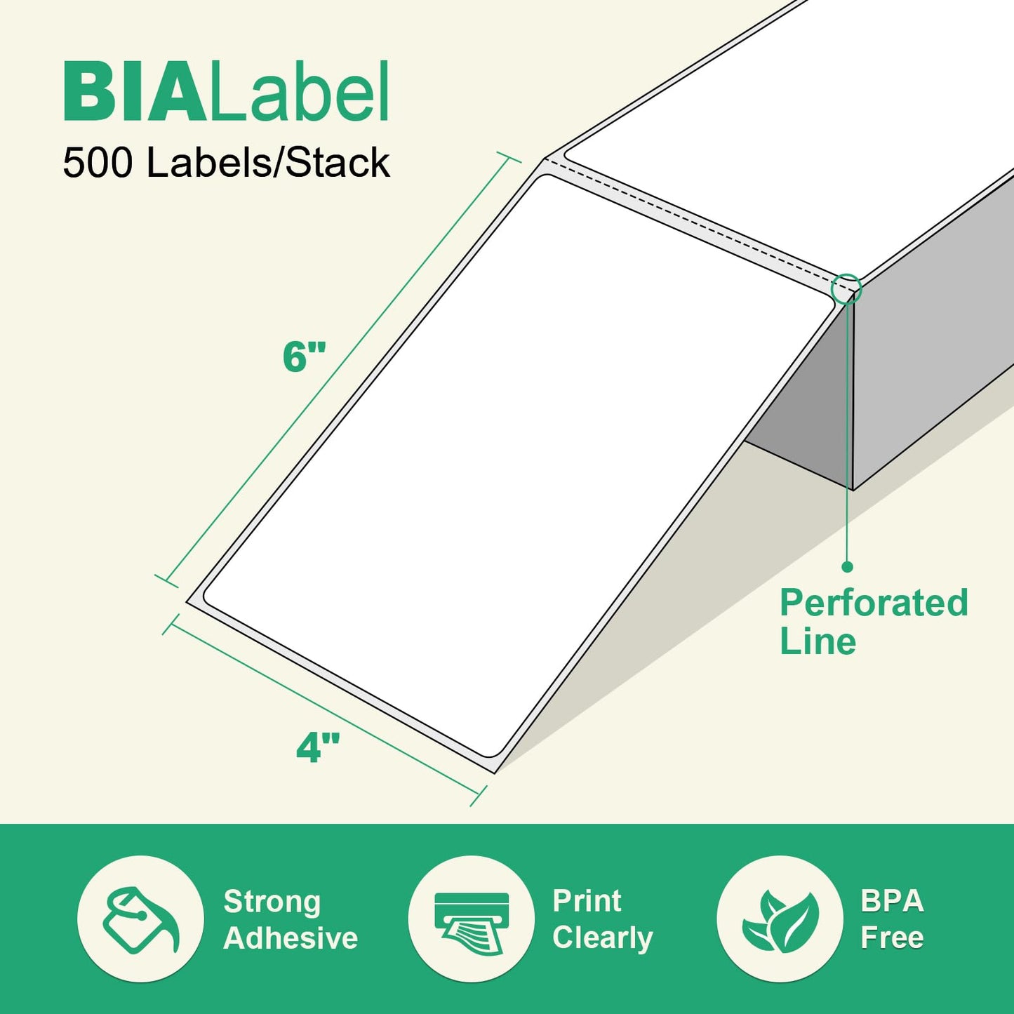 4 Stacks 4" x 6" Folded Thermal Labels, 2000 Pcs Thermal Label Printer Paper for Rollo Label Printers and Zebra, Commercial Grade