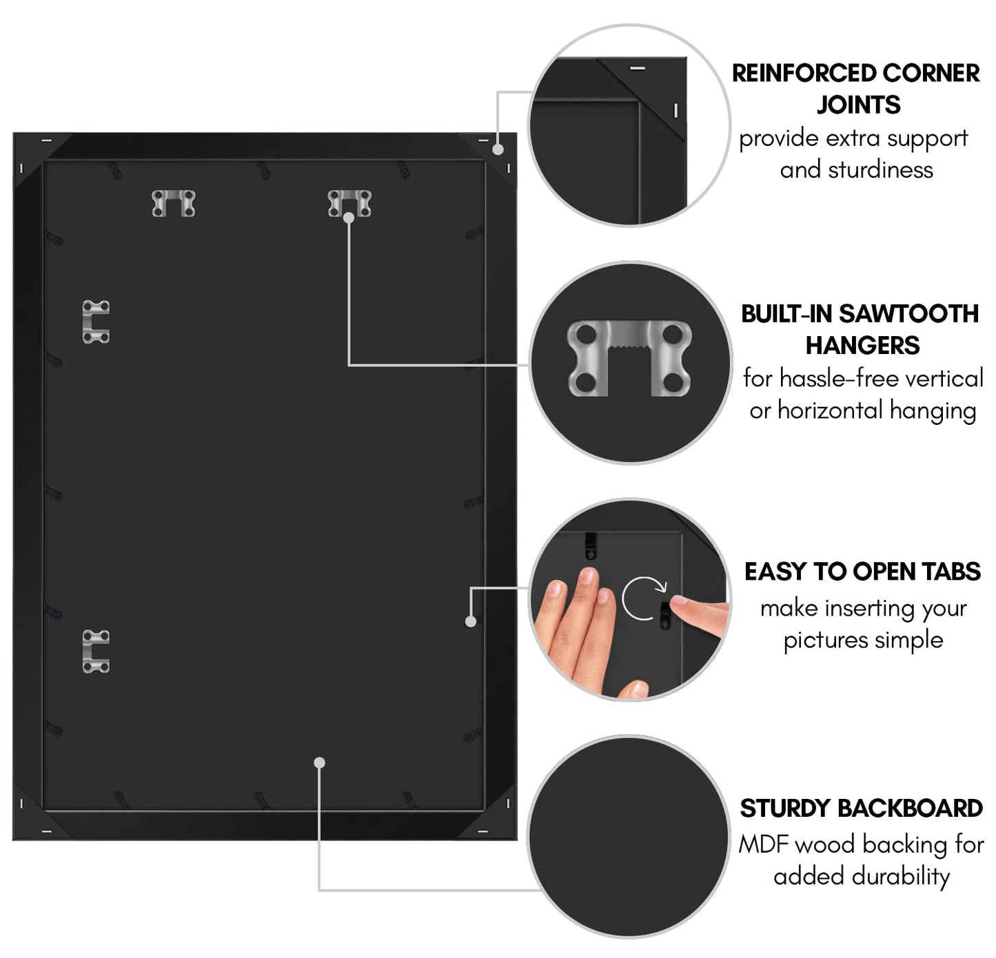 Americanflat 20x30 Poster Frame with Polished Plexiglass - Black Picture Frame - Wide Photo Frames Made of Engineered Wood for Vertical or Horizontal Wall Display - Epic Collection - Black