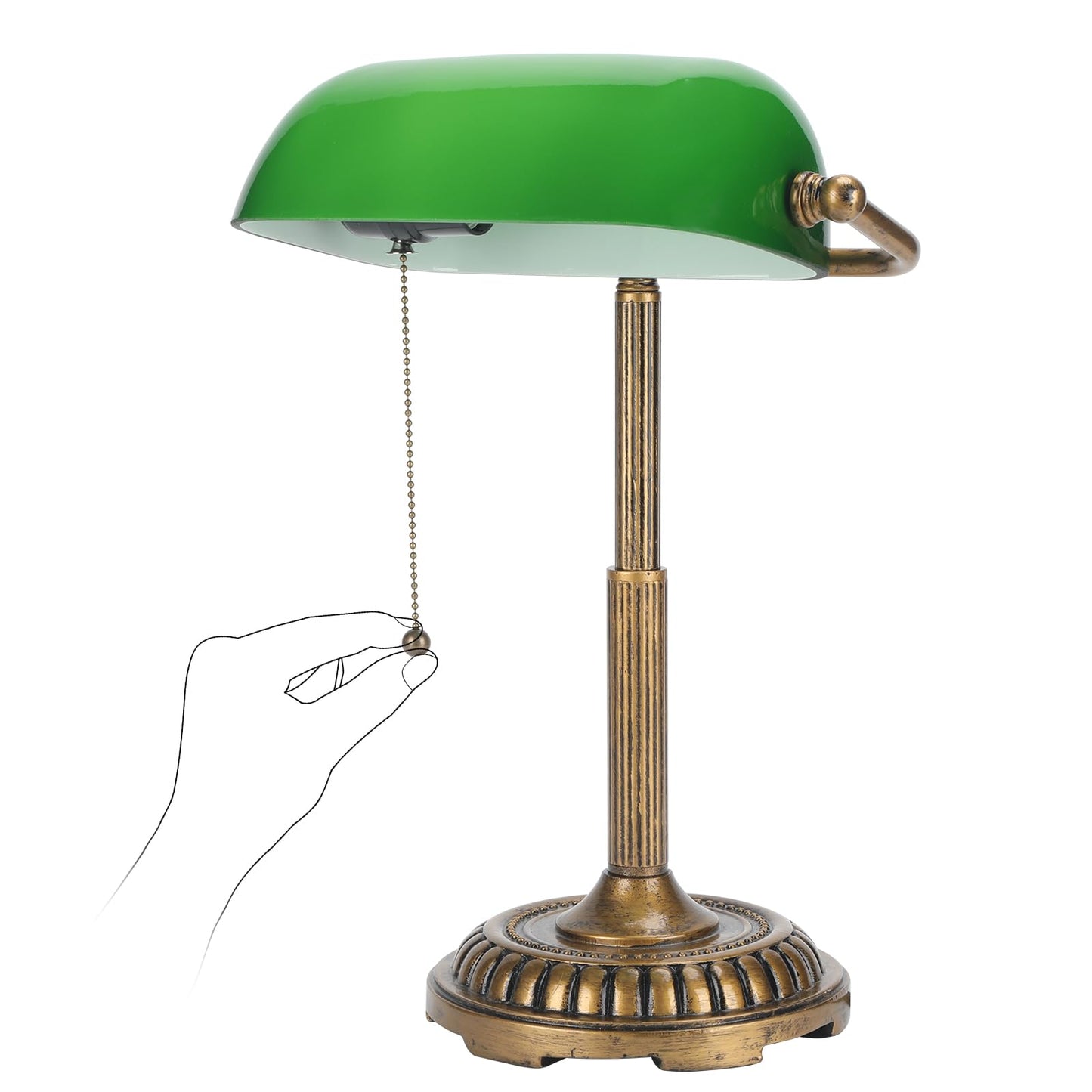 NISSAFORS Bankers Lamp, Green Desk Lamp with Pull Switch, Vintage Table Lamps for Home Office, Library, Piano (Green)