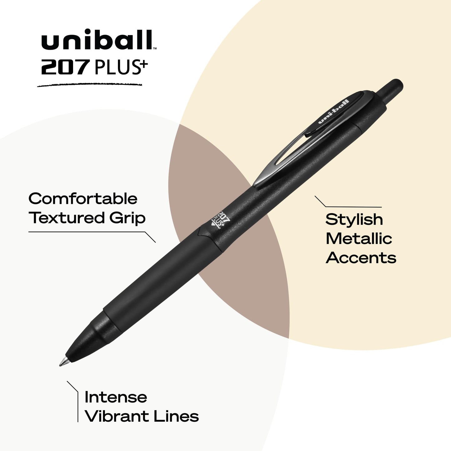 uniball™ 207 Plus+ Retractable Gel Pens, Medium Point (0.7mm), Black Ink, 36 Pack